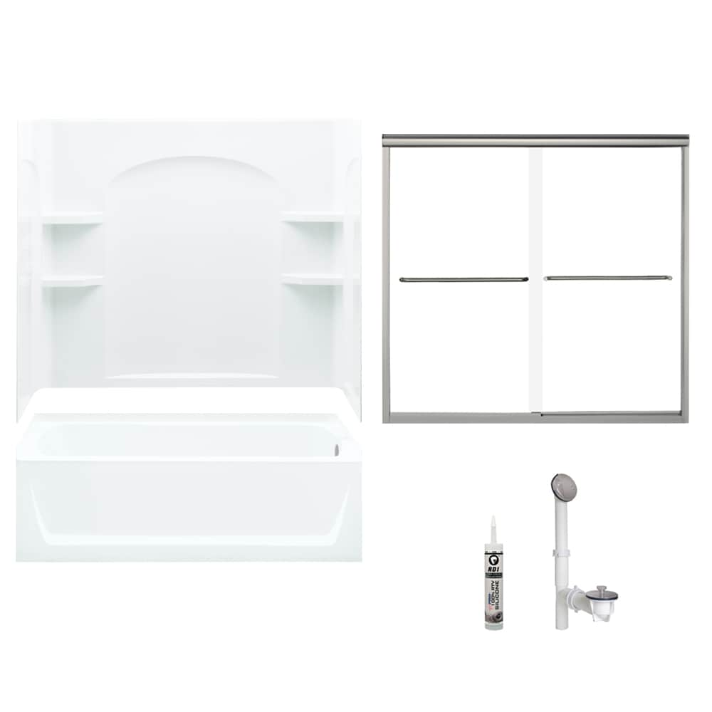 Ensemble 32-in x 60-in x 73-in White 5-Piece Bathtub and Shower Combination Kit (Right Drain) Drain Included | - Sterling 7122R-5405NC-0