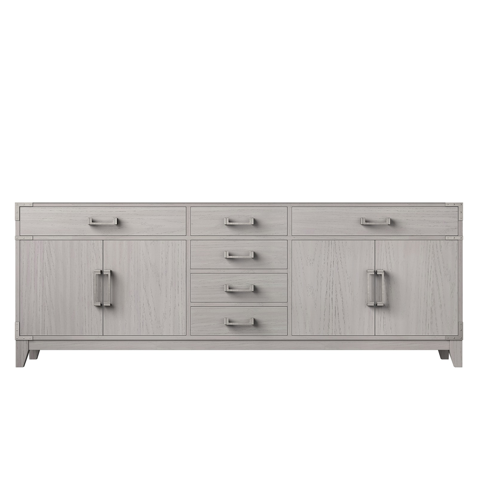 Lexora LVW84DM000 Wilton 84-in White Oak Bathroom Vanity Base Cabinet without Top