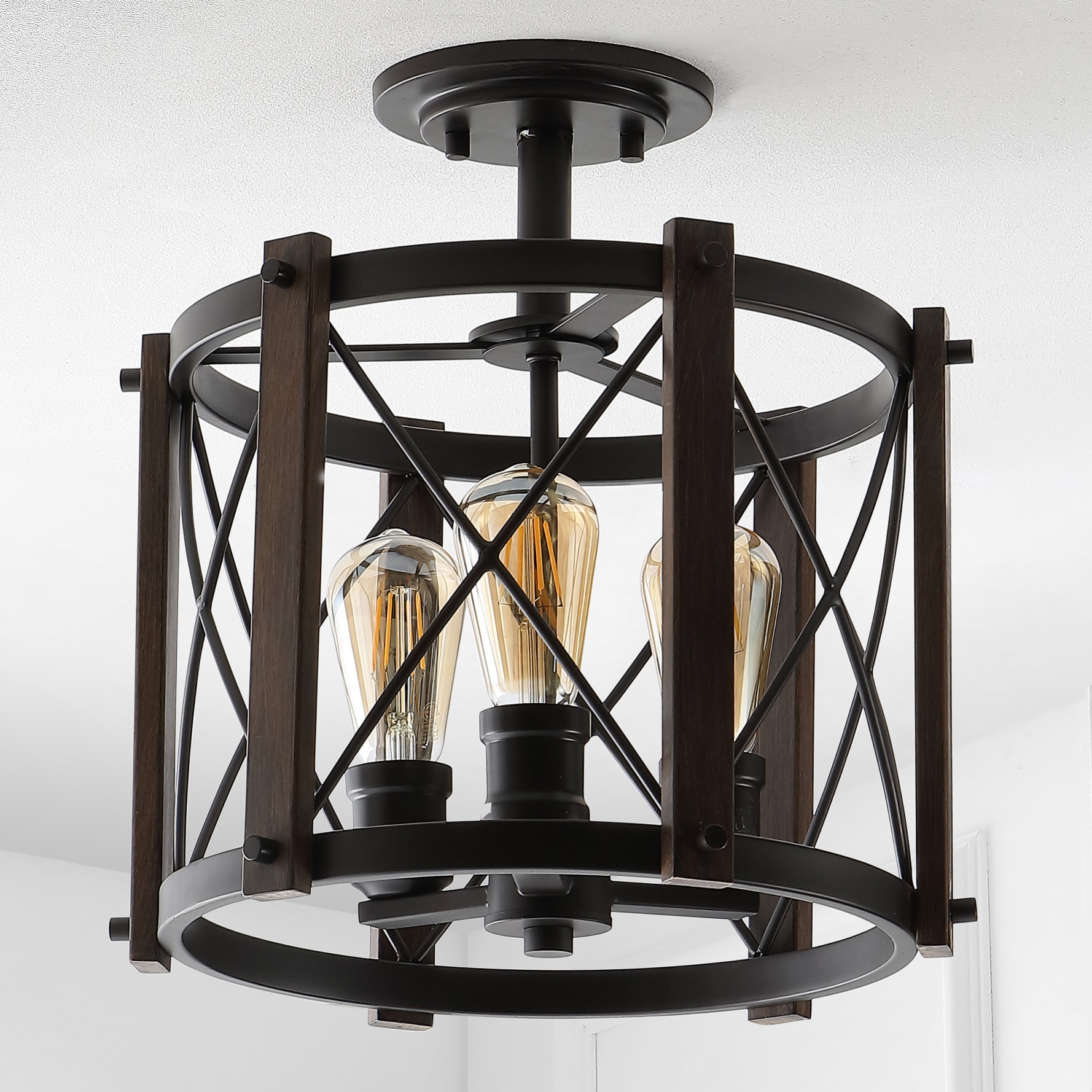 Ferme 14" 3-Light Oil Rubbed Bronze Farmhouse Flush Mount