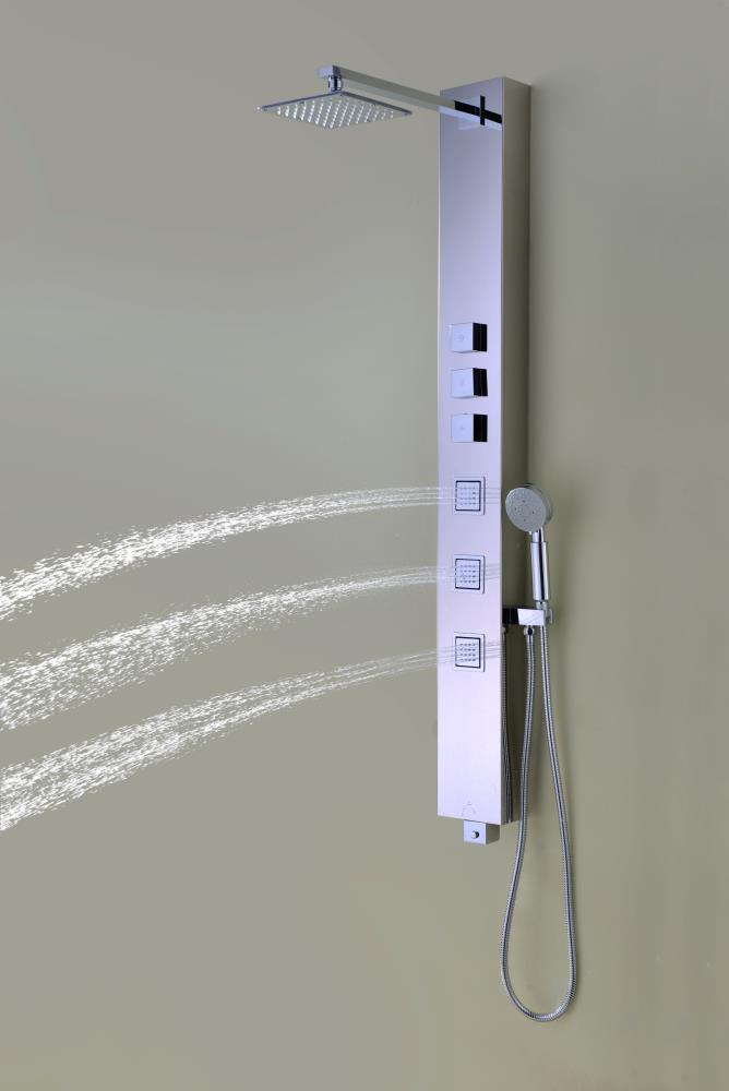 Polished Chrome Stainless Steel 59" Shower Panel with Jets and Handheld Wand