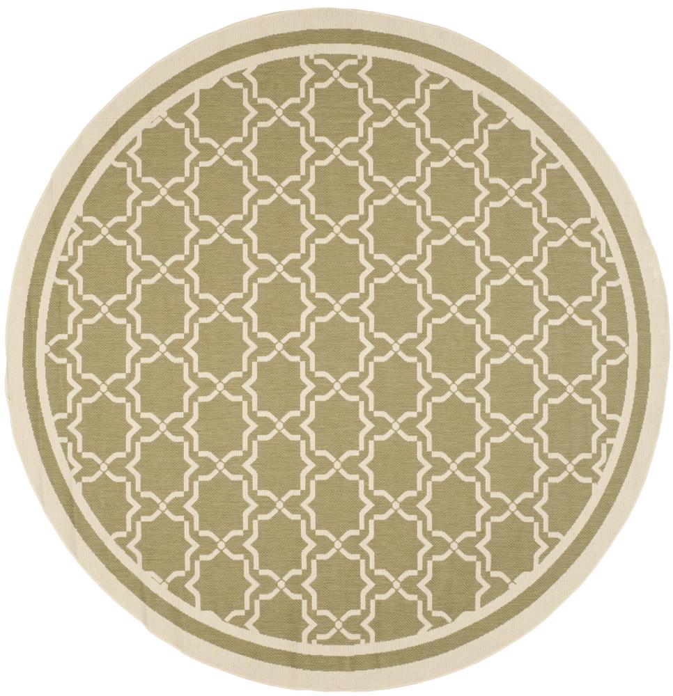Safavieh CY6916-244-8R Courtyard Hana 8 x 8 (ft) Loomed Polypropylene Green/Beige Round Indoor/Outdoor Geometric Area rug