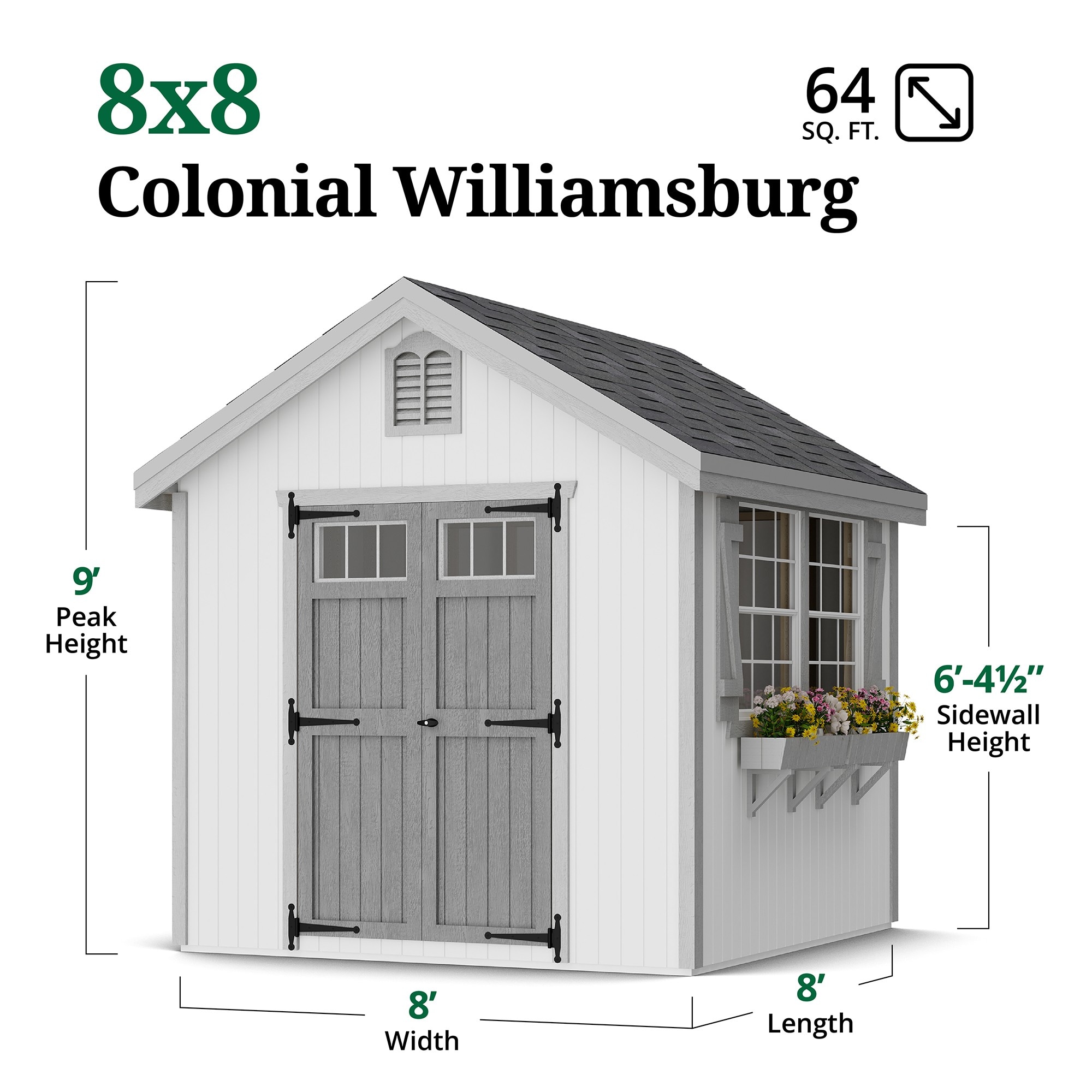 Little Cottage Co 8X8 WCGS-PC-FK Wood-Storage-Buildings - View #3
