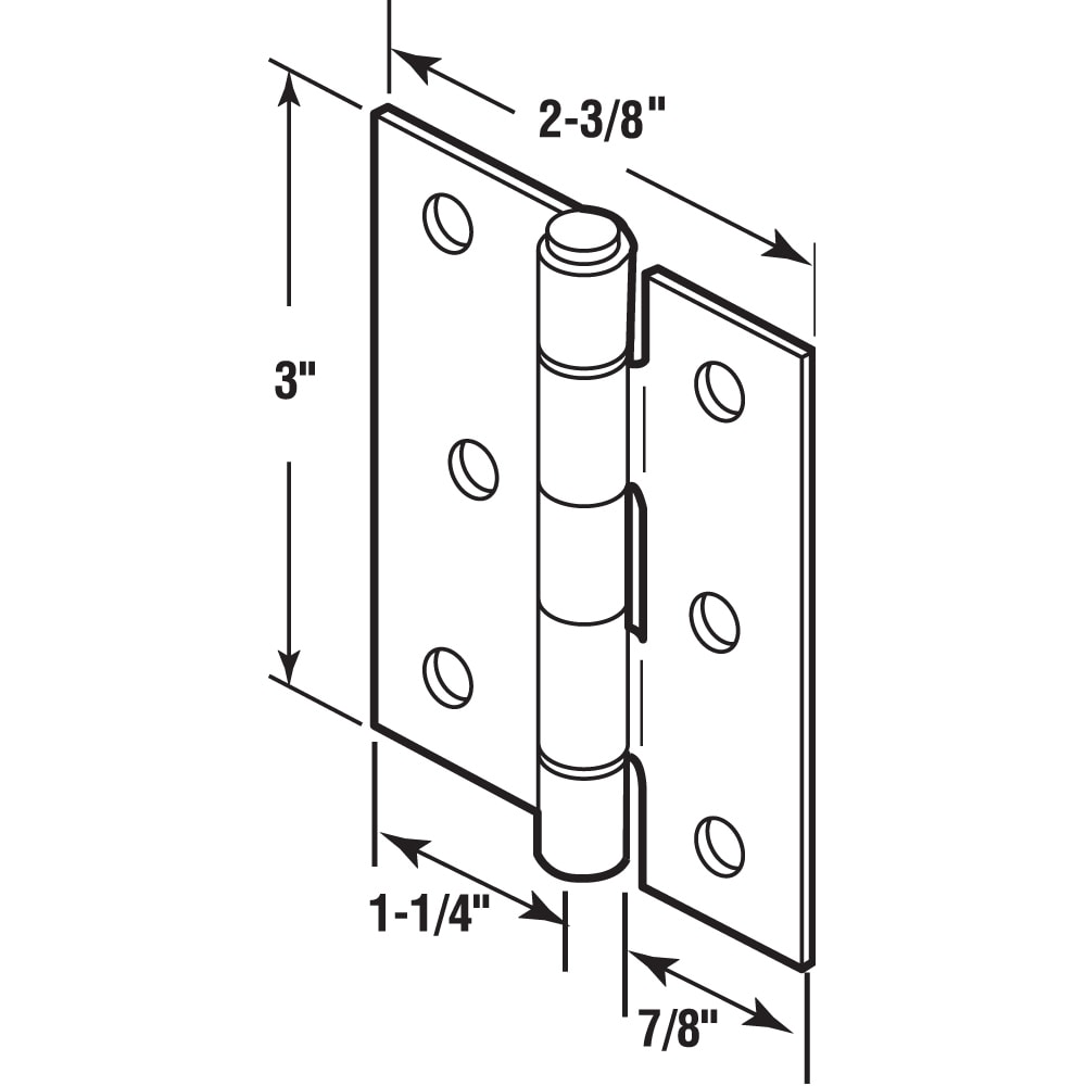 Matte Black Steel Screen/Storm Door Replacement Hinges, 3 Inches, Set of 2