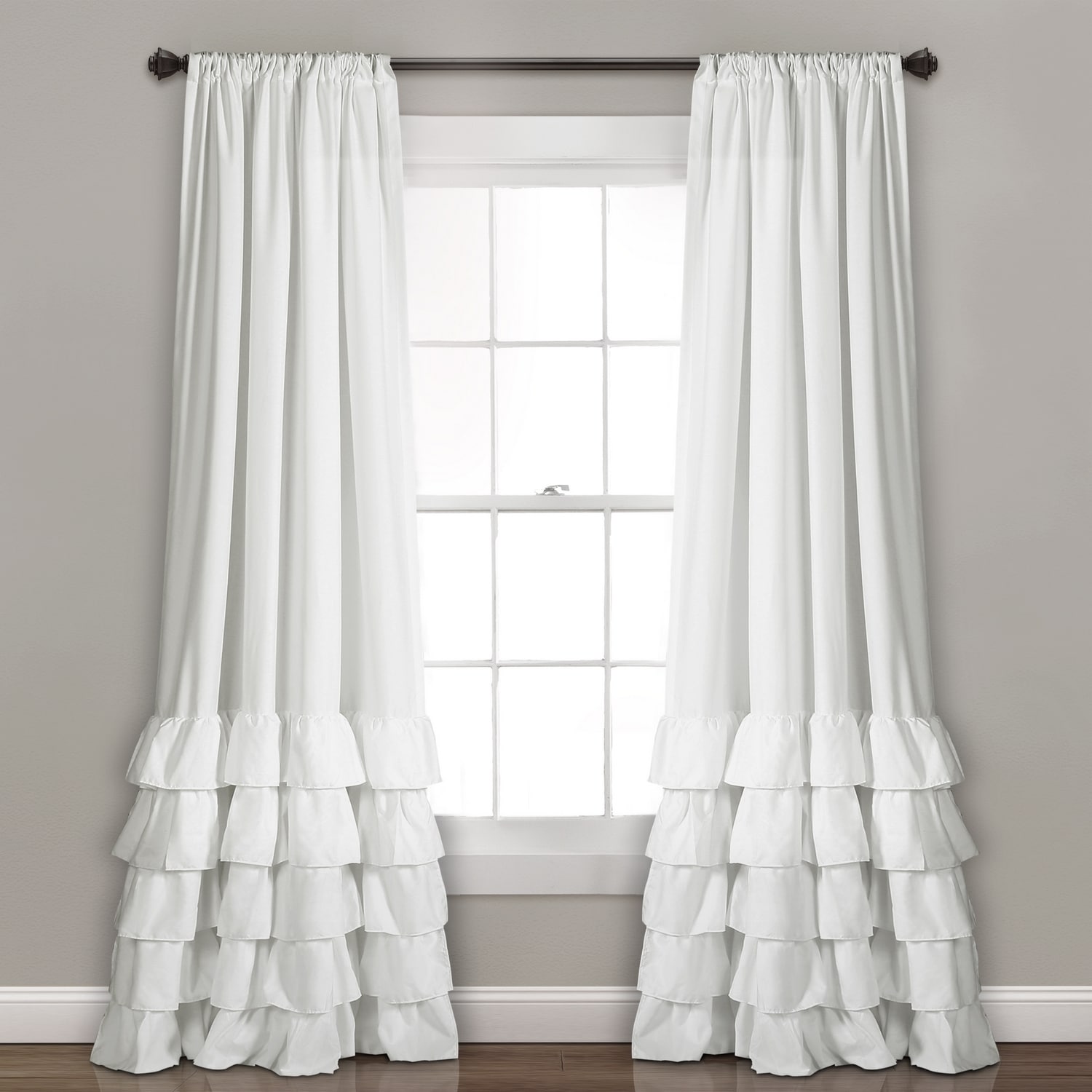 Lush Decor 16T002450 84-Inches White Rod pocket Curtain panel pair