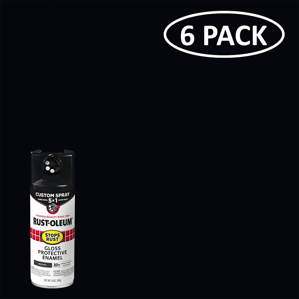 Rust-Oleum 380397SOS Stops Rust 5-in-1 6 -Pack Gloss Ink Black Spray paint ( NET WT. 12-oz )