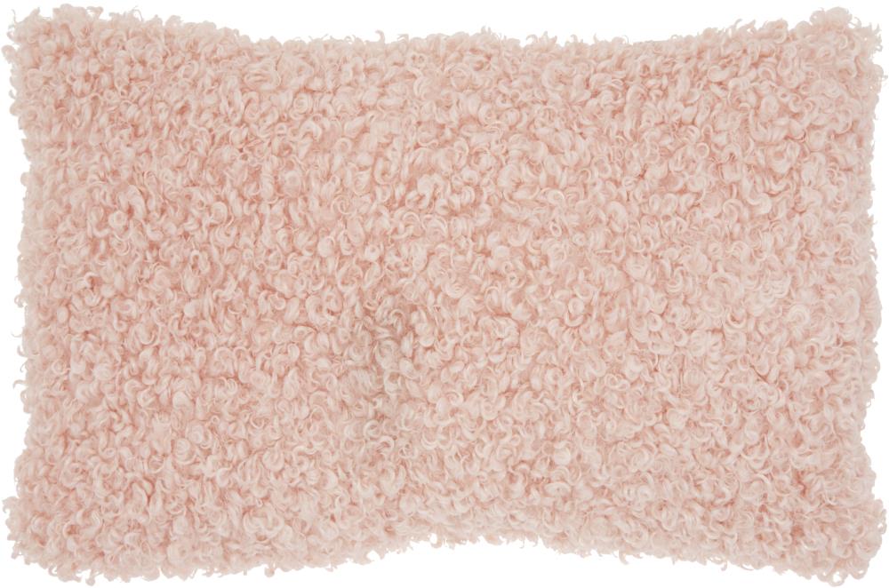 Mina Victory 798019067724 Faux Fur 14-in x 24-in Rose 100% Polyester Indoor Decorative Pillow