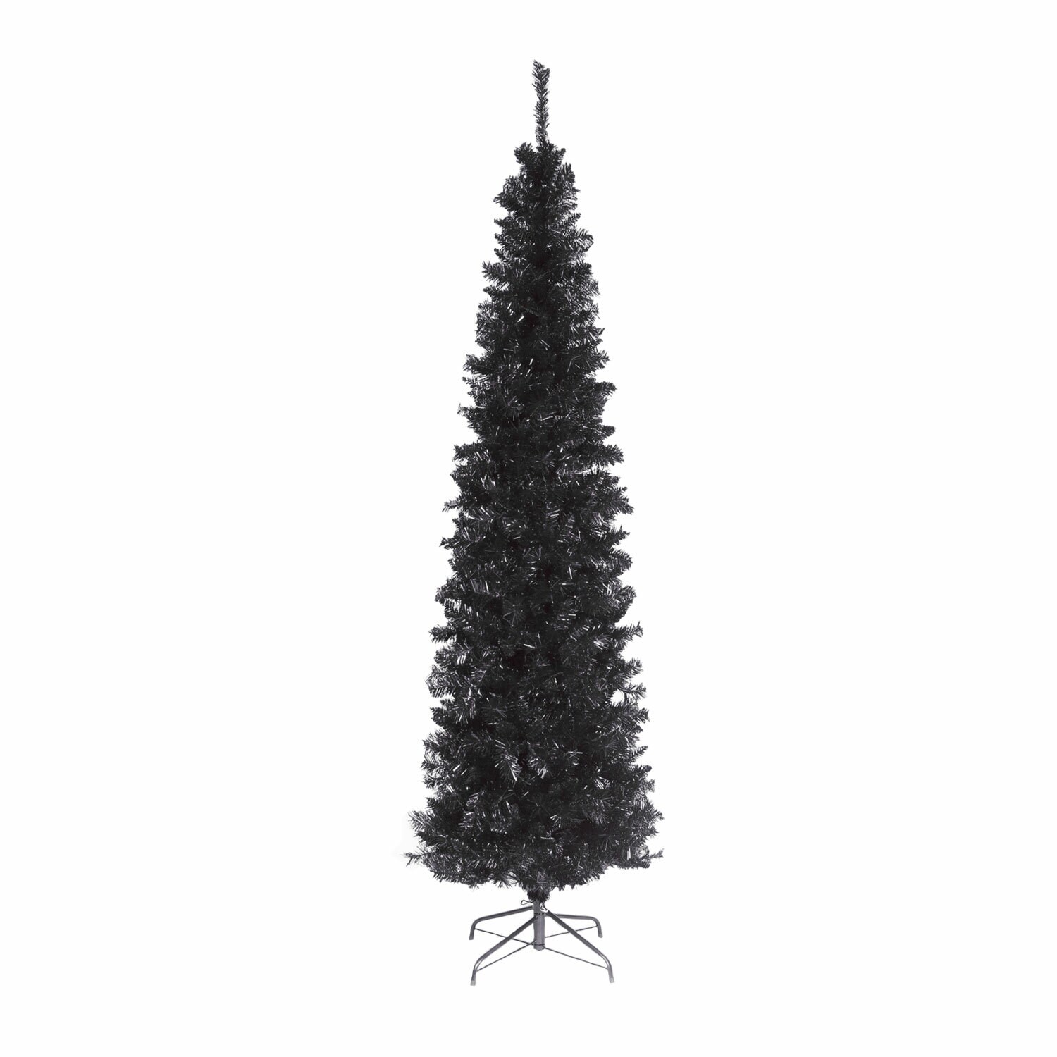 National Tree Company 193608 6-ft Tinsel Slim Black Artificial Christmas Tree with LED Lights