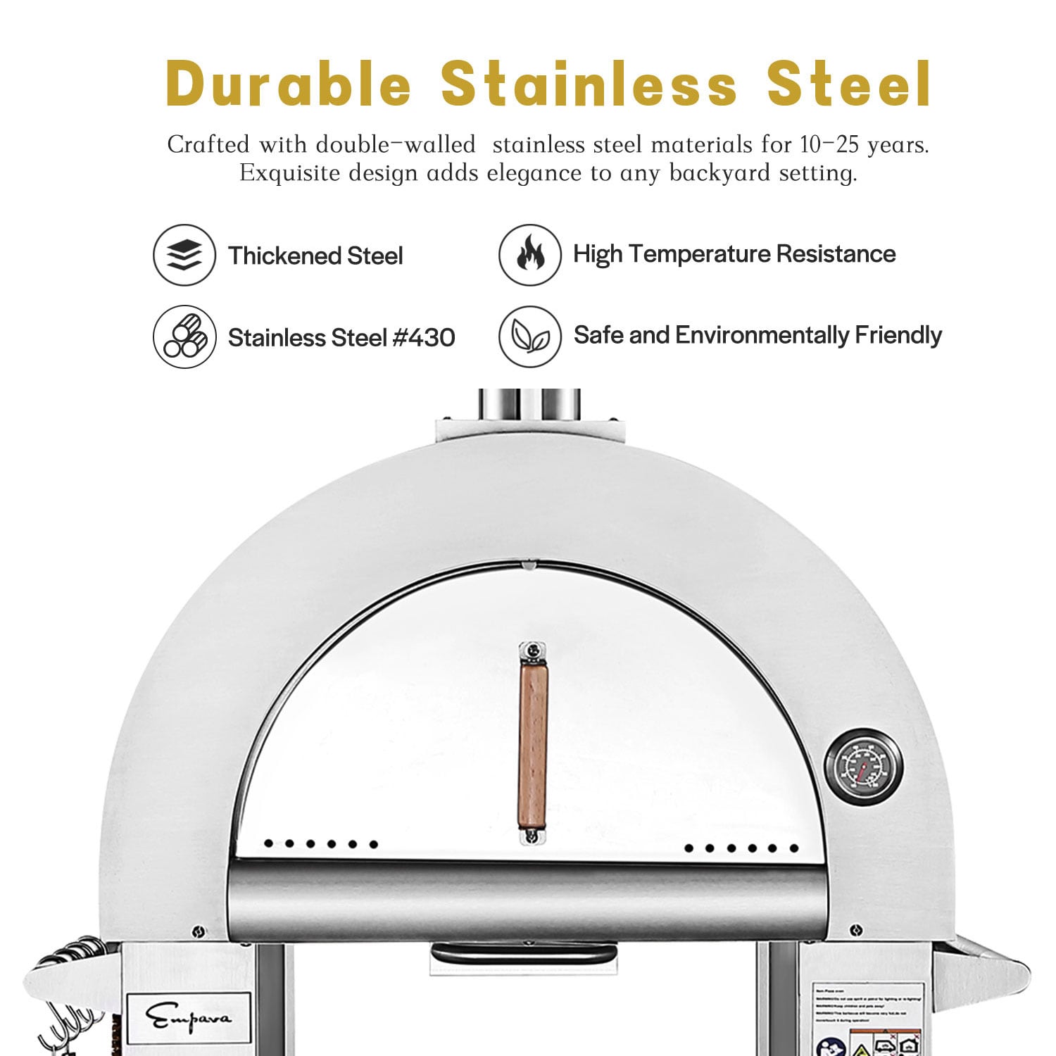 Empava Propane Tank Burning Outdoor Pizza Oven with Accessories in Stainless Steel EMPV-PG03