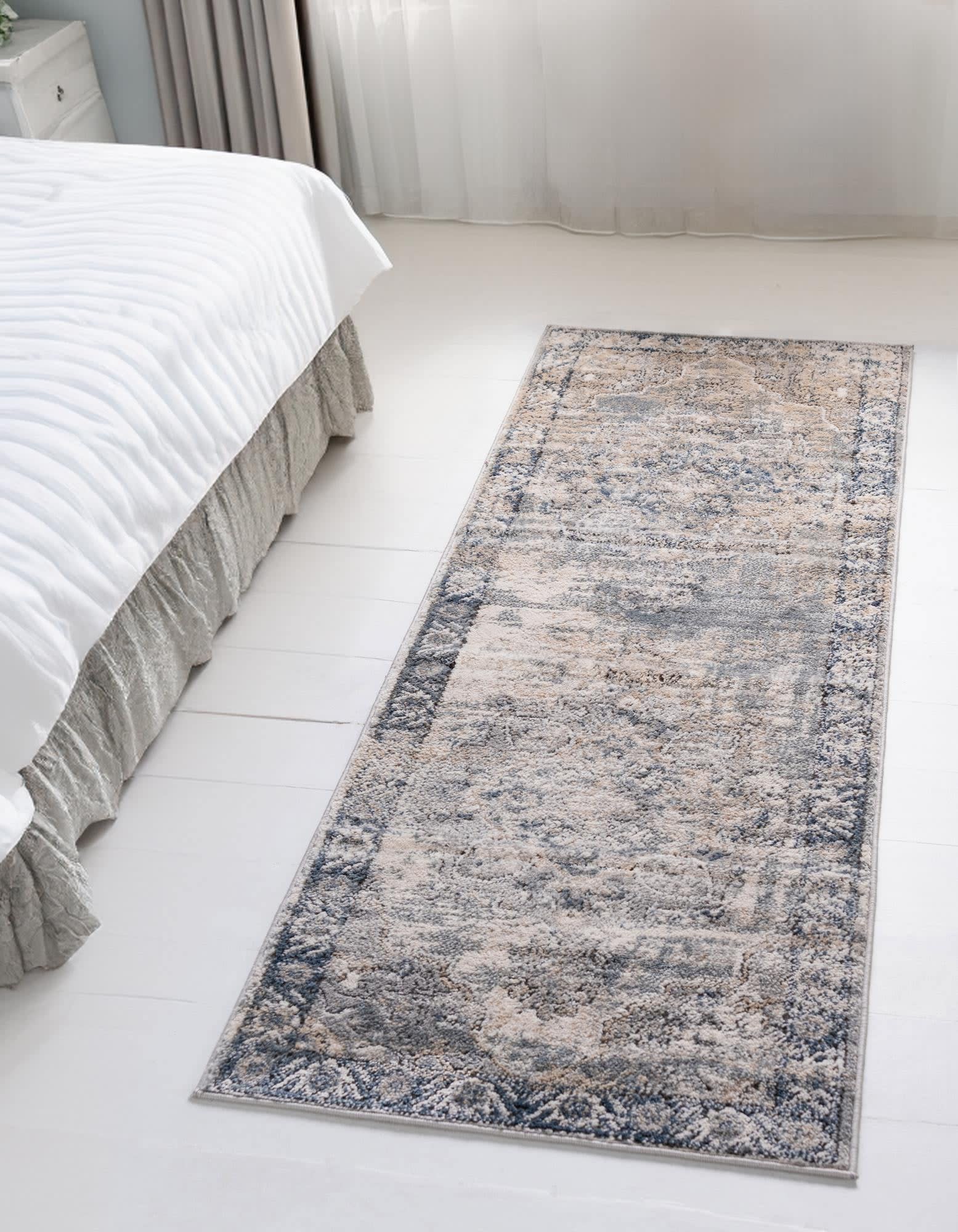 Unique Loom 3188359 Portland 3 x 10 (ft) Loomed Polypropylene Gray Rectangular Indoor Medallion Runner rug