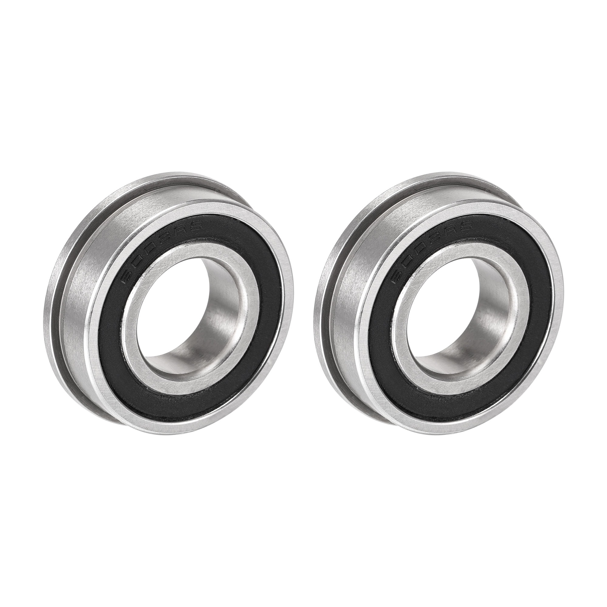 Unique Bargains F6003-2RS Flanged Ball Bearing 17x35x10mm Double Sealed Chrome Steel Bearings 2pcs