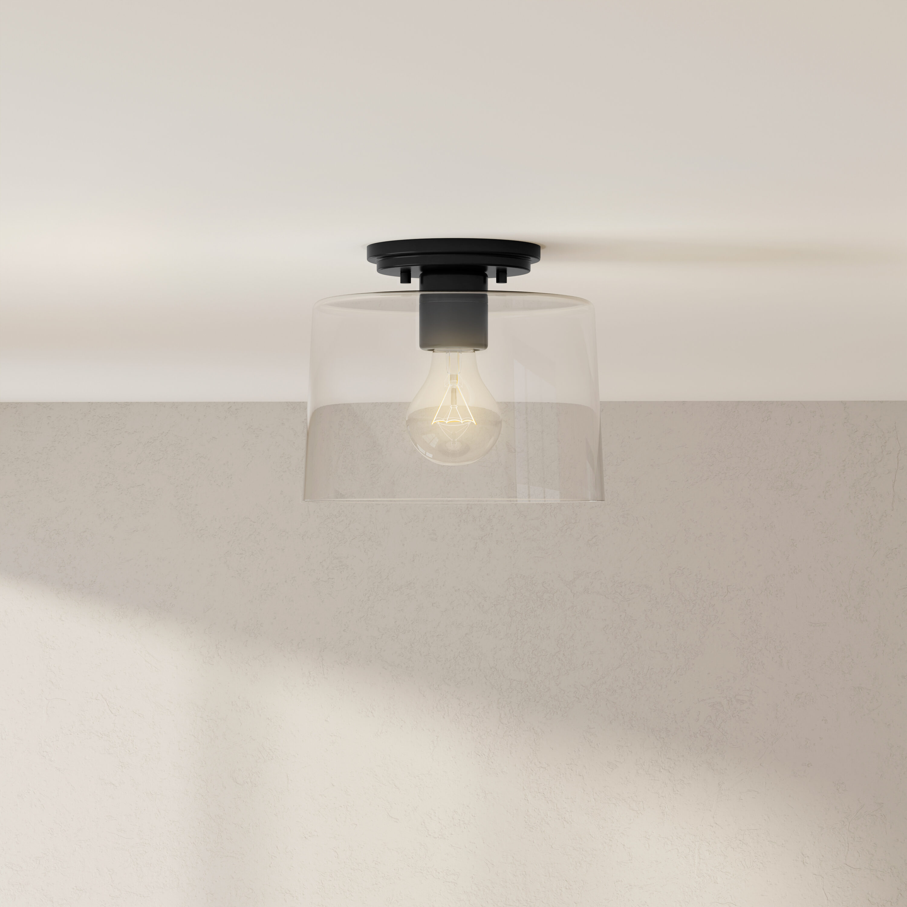 Adley Matte Black and Clear Glass Flush Mount Light