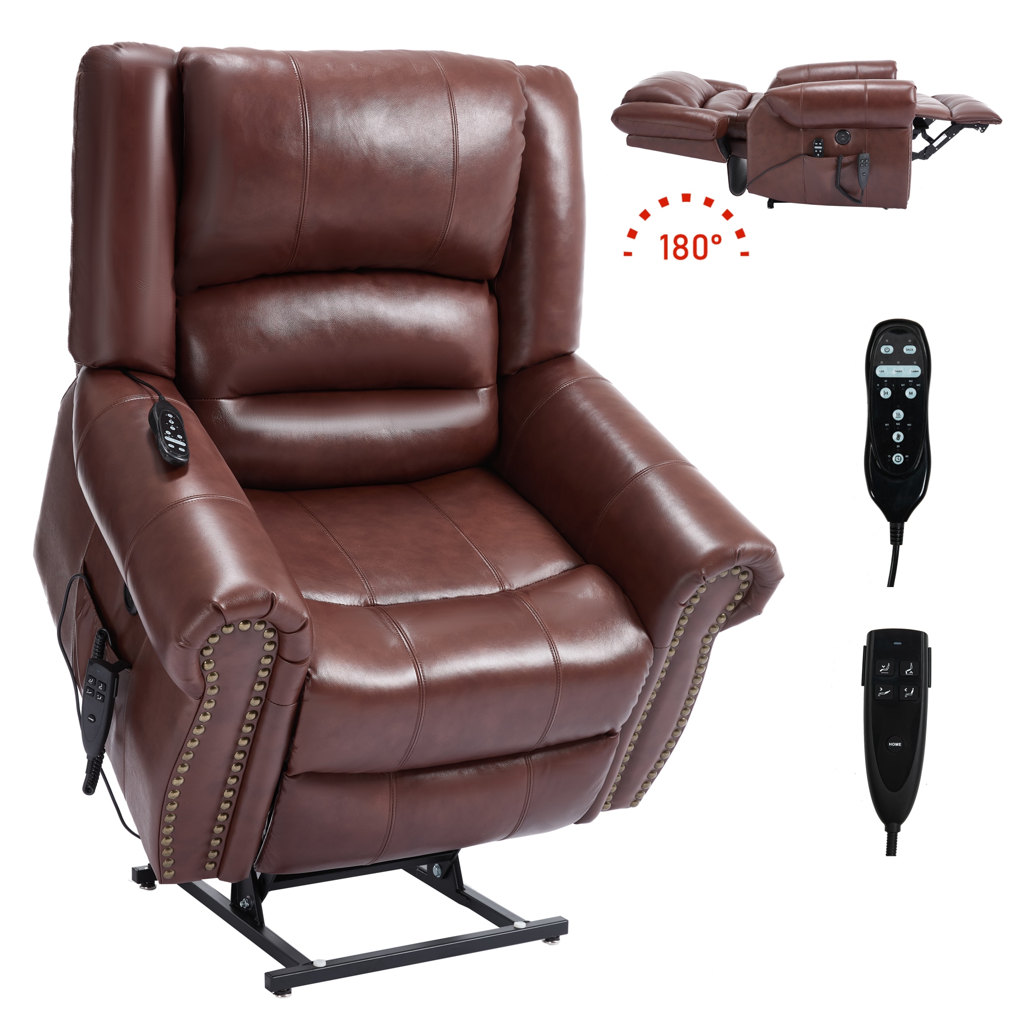 Dimakai Power Lift Recliner Chair Electric Massage Heat Dual Motor Leather with USB Ports