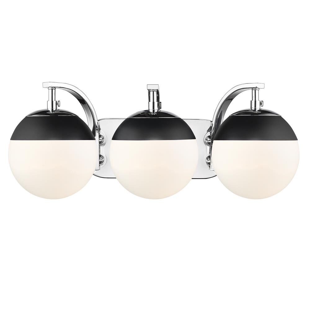 Golden Lighting 3218-BA3 CH-BLK Dixon 21-in 3-Light Chrome Mid-century Vanity Light