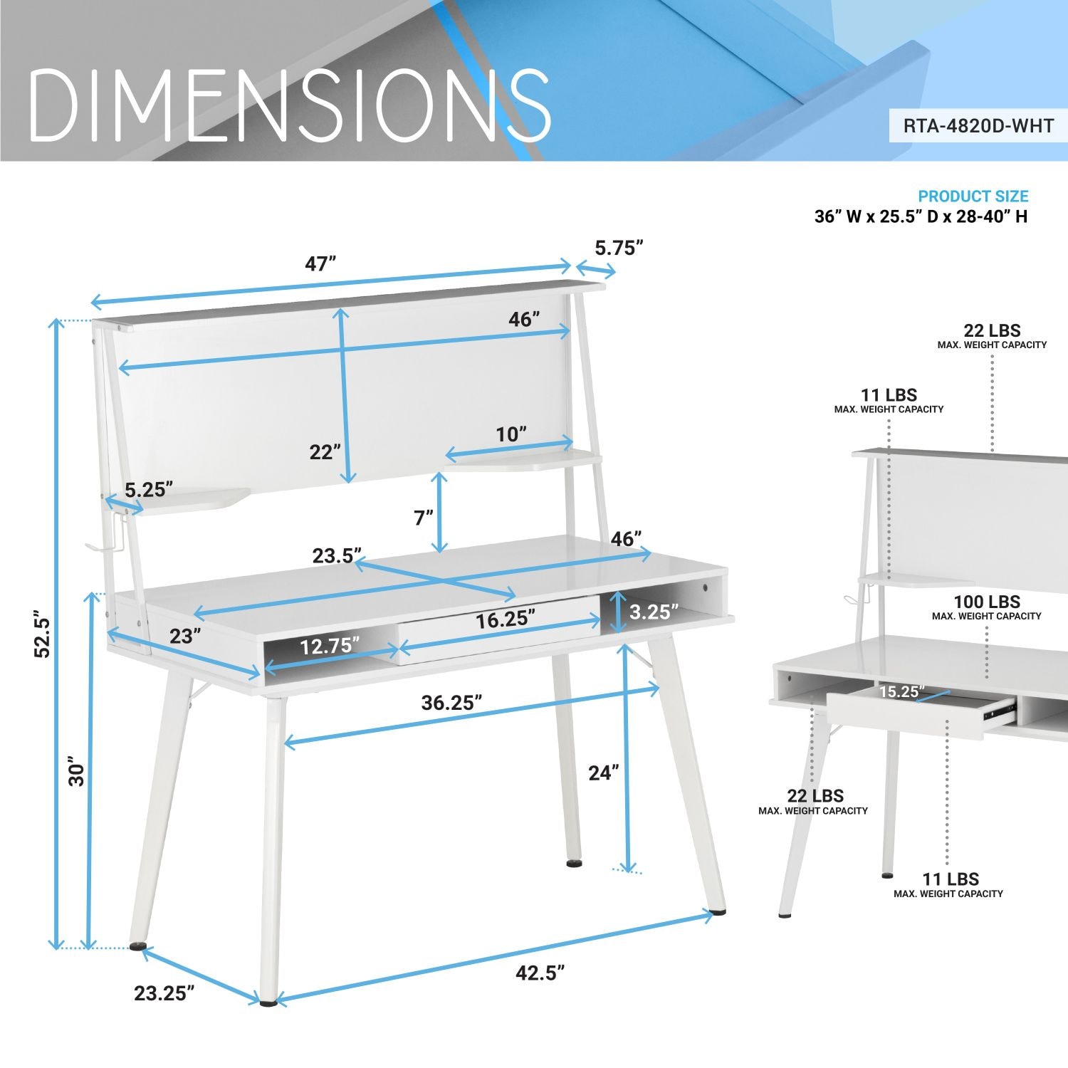 JASMODER RTA-4820D-WHT desks - View #5