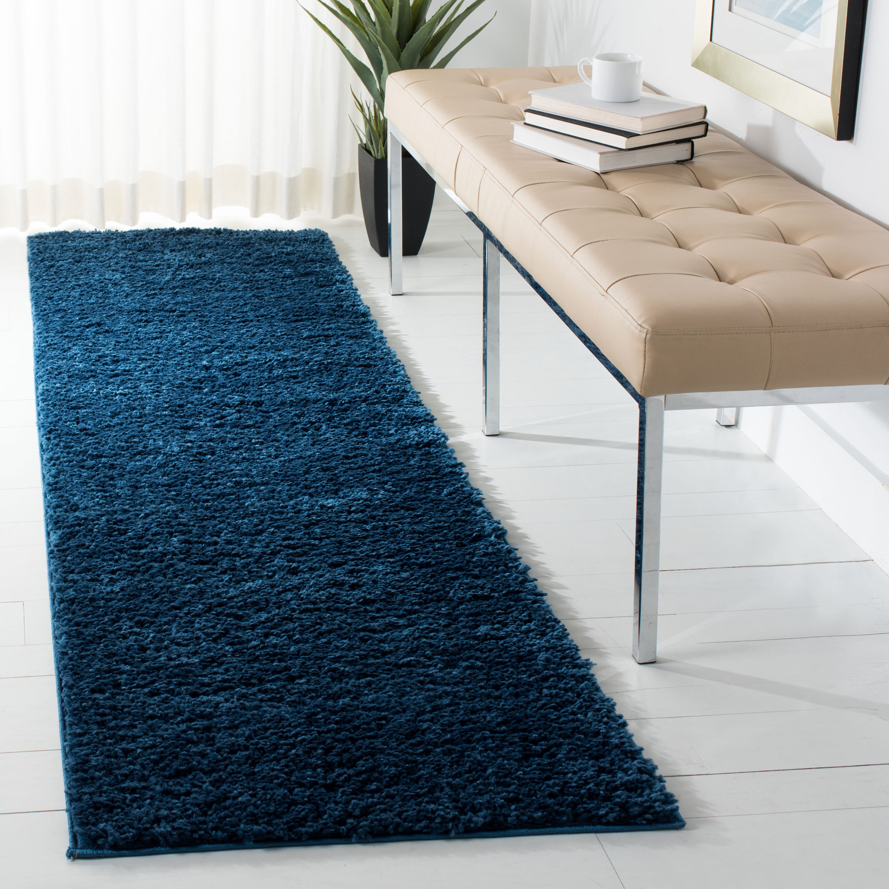 August Shag 900N Navy 2ft-3in x 6ft Runner Rug
