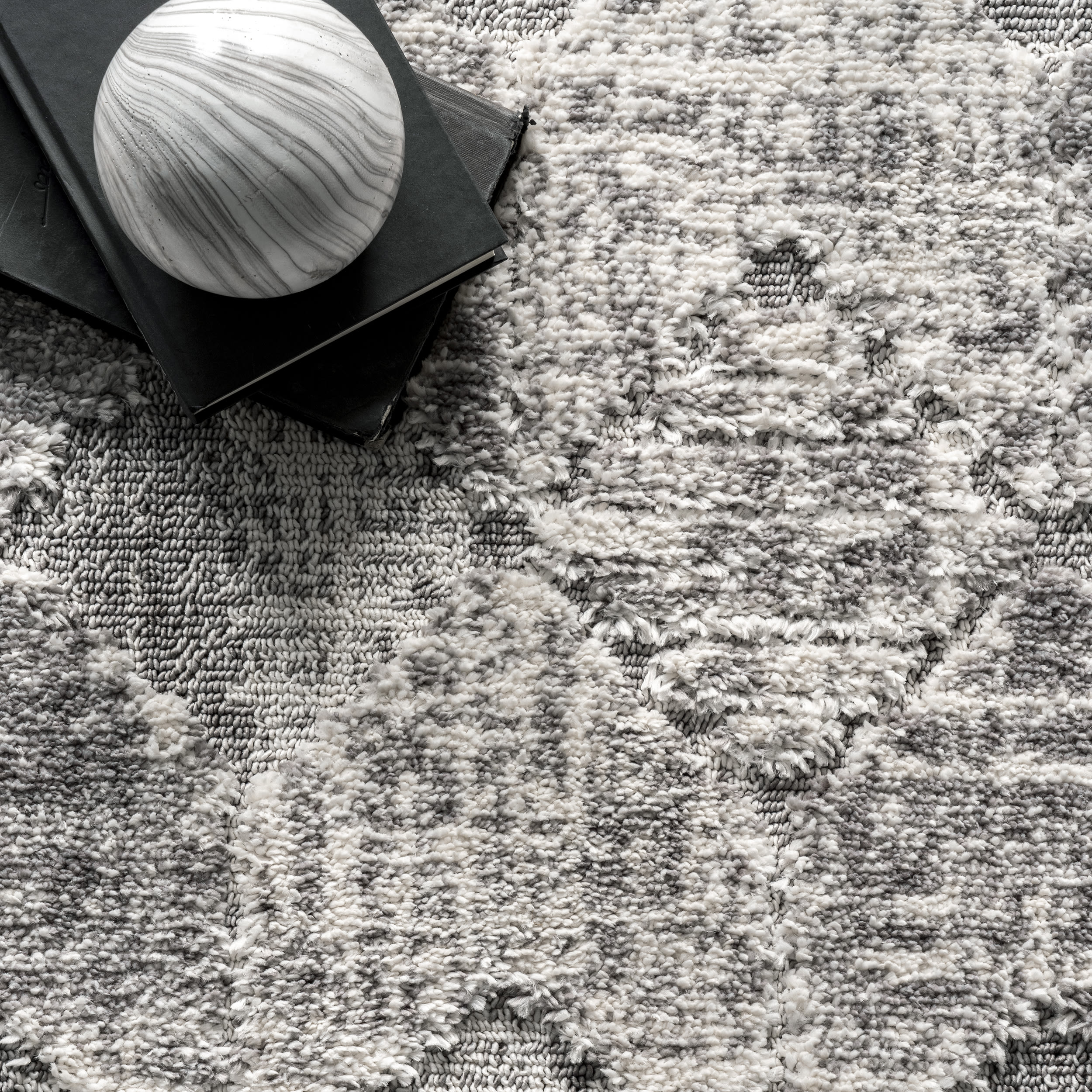 Light Grey Herringbone 9' x 12' Easy-Care Synthetic Rug
