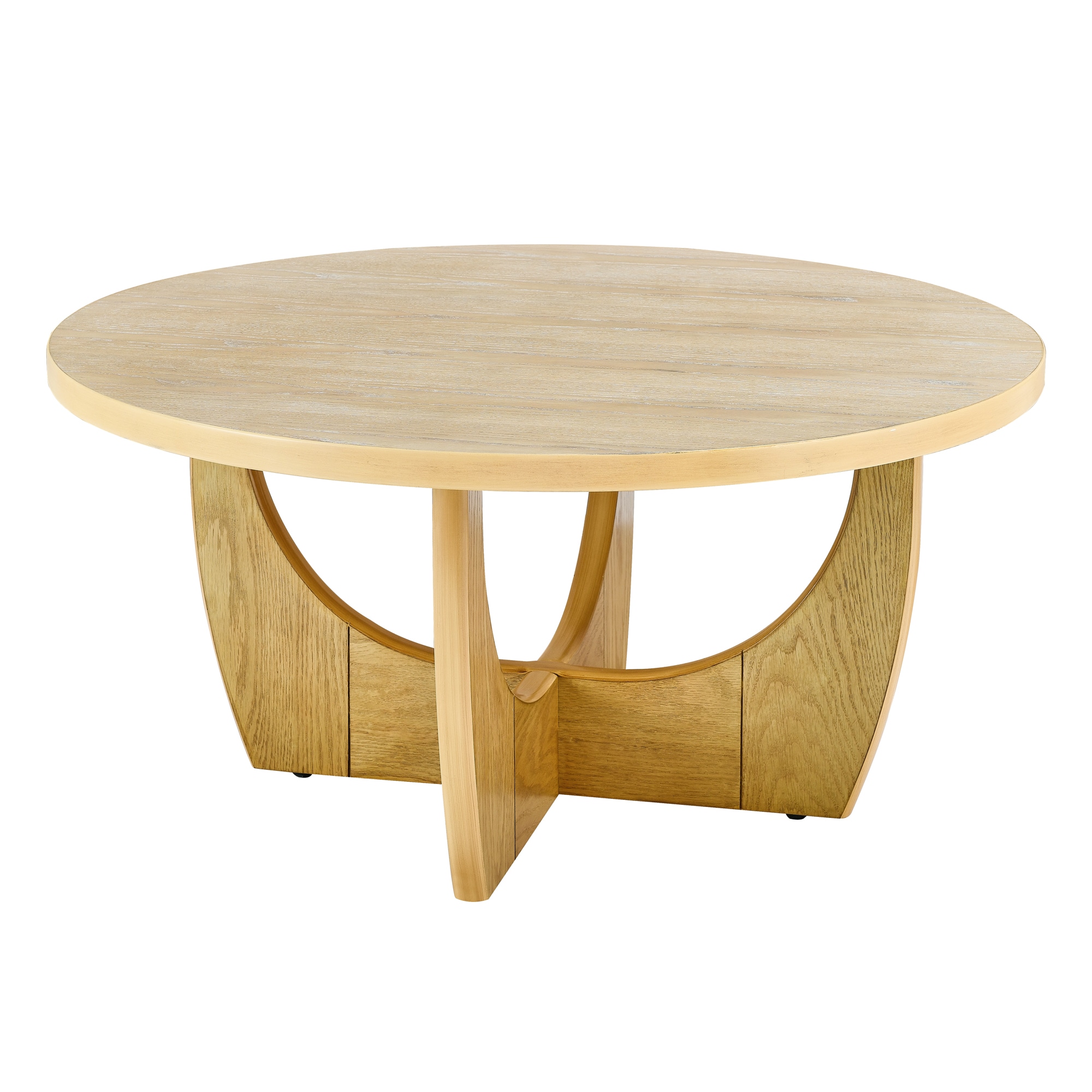 CESICIA F276 Modern Round MDF Oak 36-in W x 17.5-in H Coffee Table