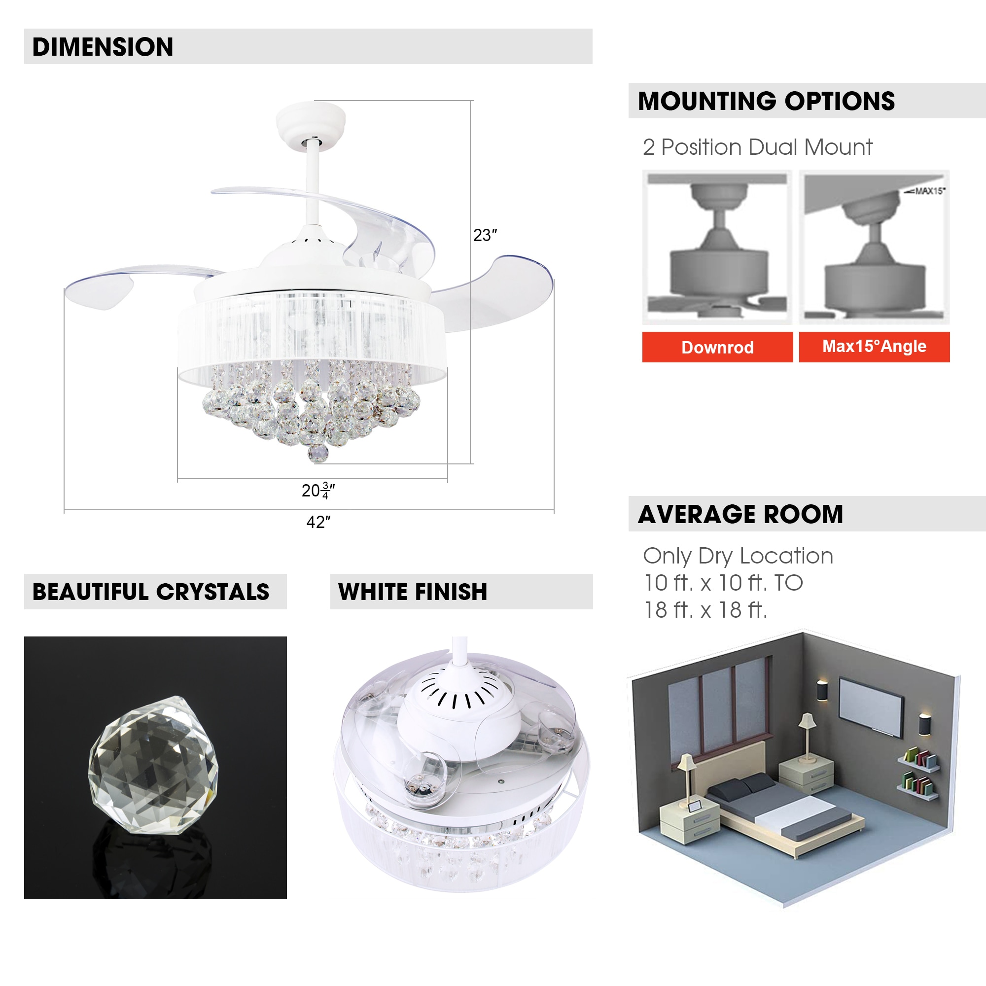 Parrot Uncle F4601WH110V Ceiling-Fans - View #6