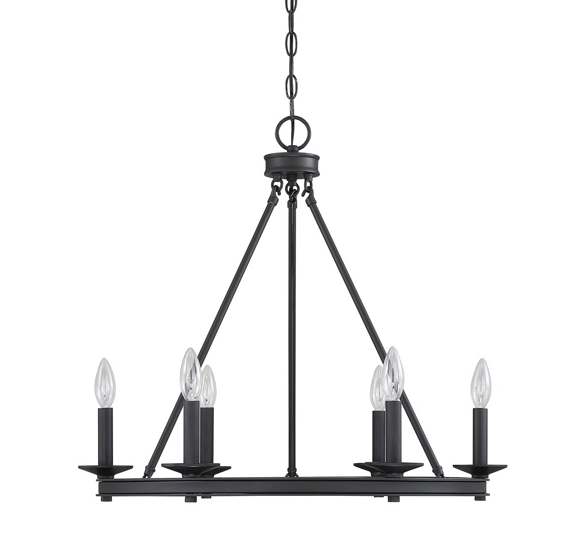 Matte Black 6-Light Metal Candle Chandelier
