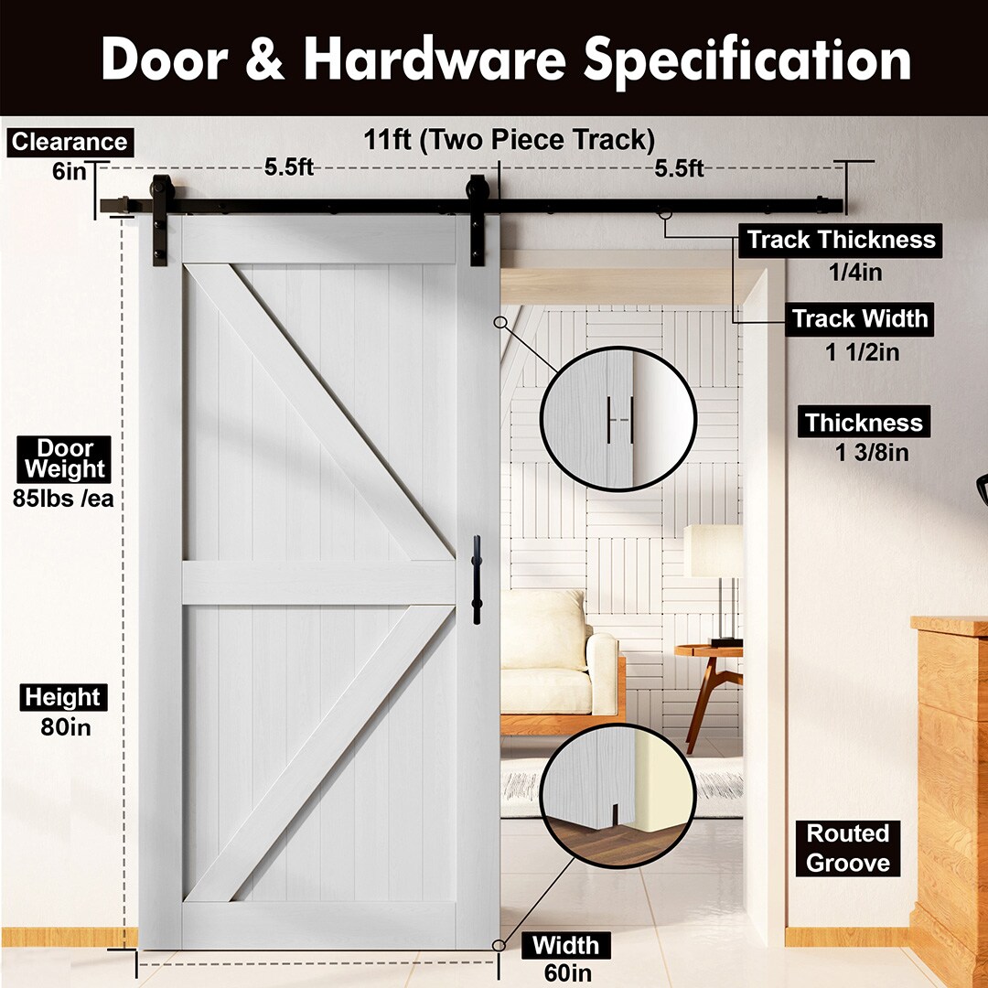 HOMACER YT1TGH132C-6080F-WH Barn-Doors - View #2