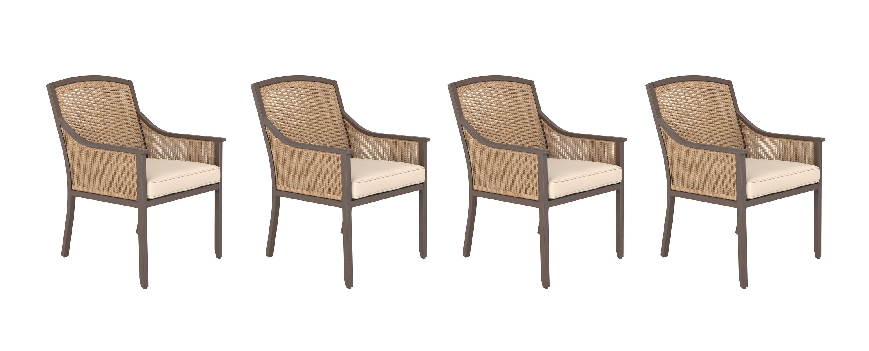 allen + roth Avent Ferry Set 4 Wicker Brown Frame Stationary Dining Chair(s) with Off-white Cushioned Seat in the Patio Chairs department at Lowes.com