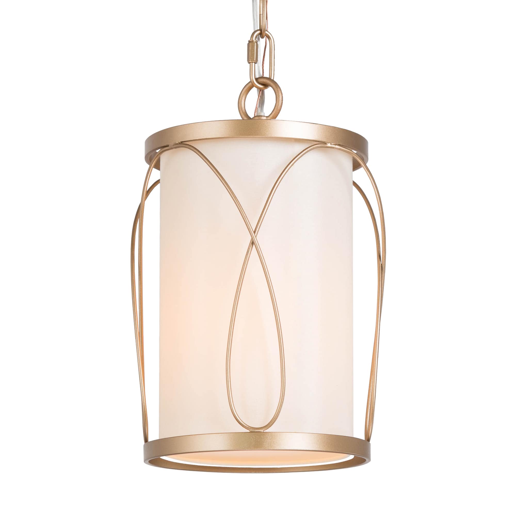 LNC BJF2EFLWS4176S7 Trend Gold and White Fabric Modern/Contemporary Drum LED Mini Kitchen Island Light