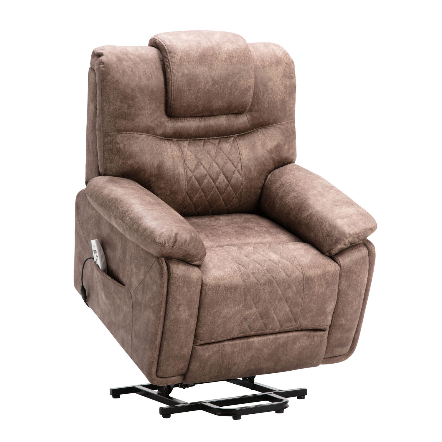 JASMODER SG000259AAA Brown Upholstered Tufted Recliner with Lift Assistance