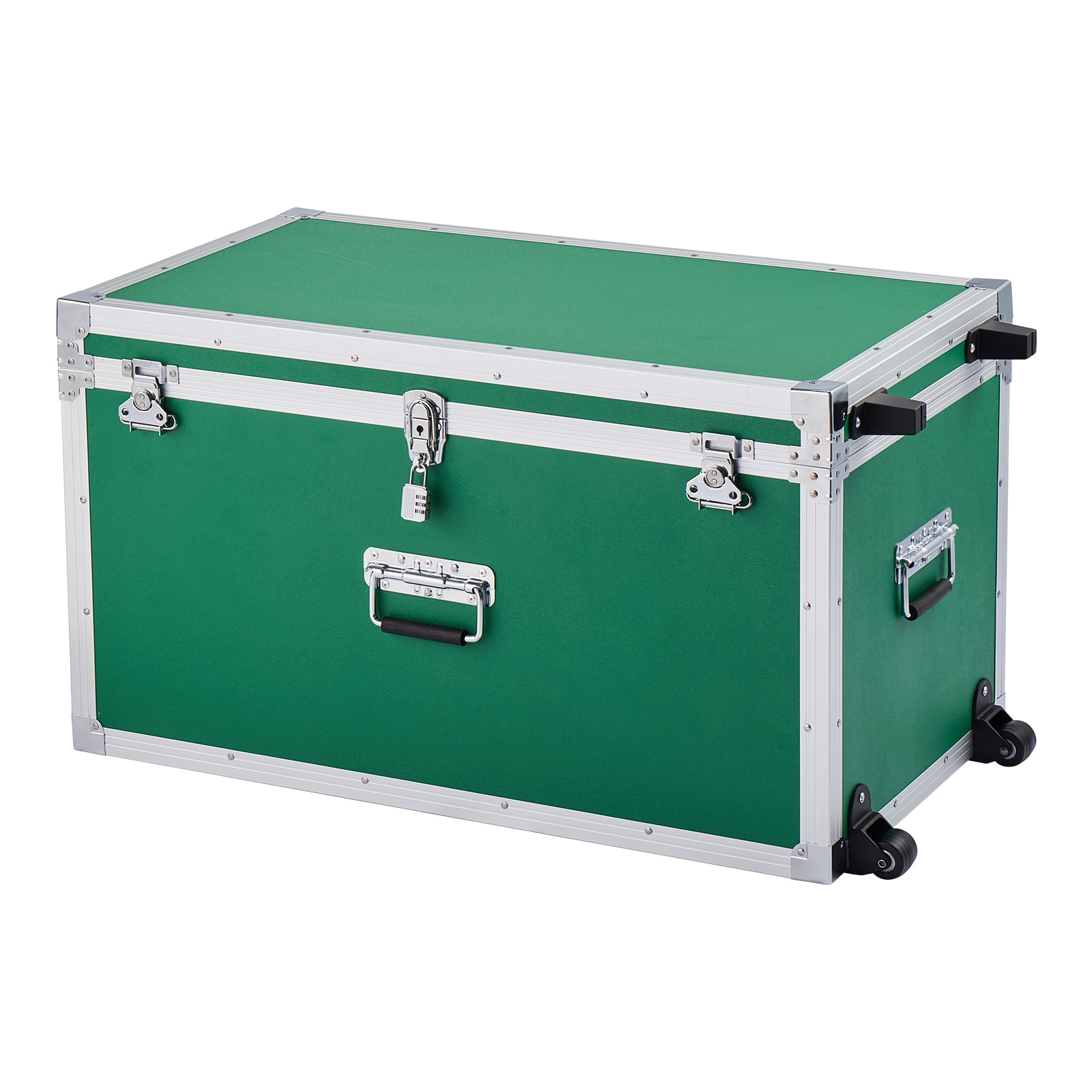 GIVIMO 32.13-in Set of 2 Green Metal and Wood Storage Trunks with Padlock and Casters #LW047GIVSS1183