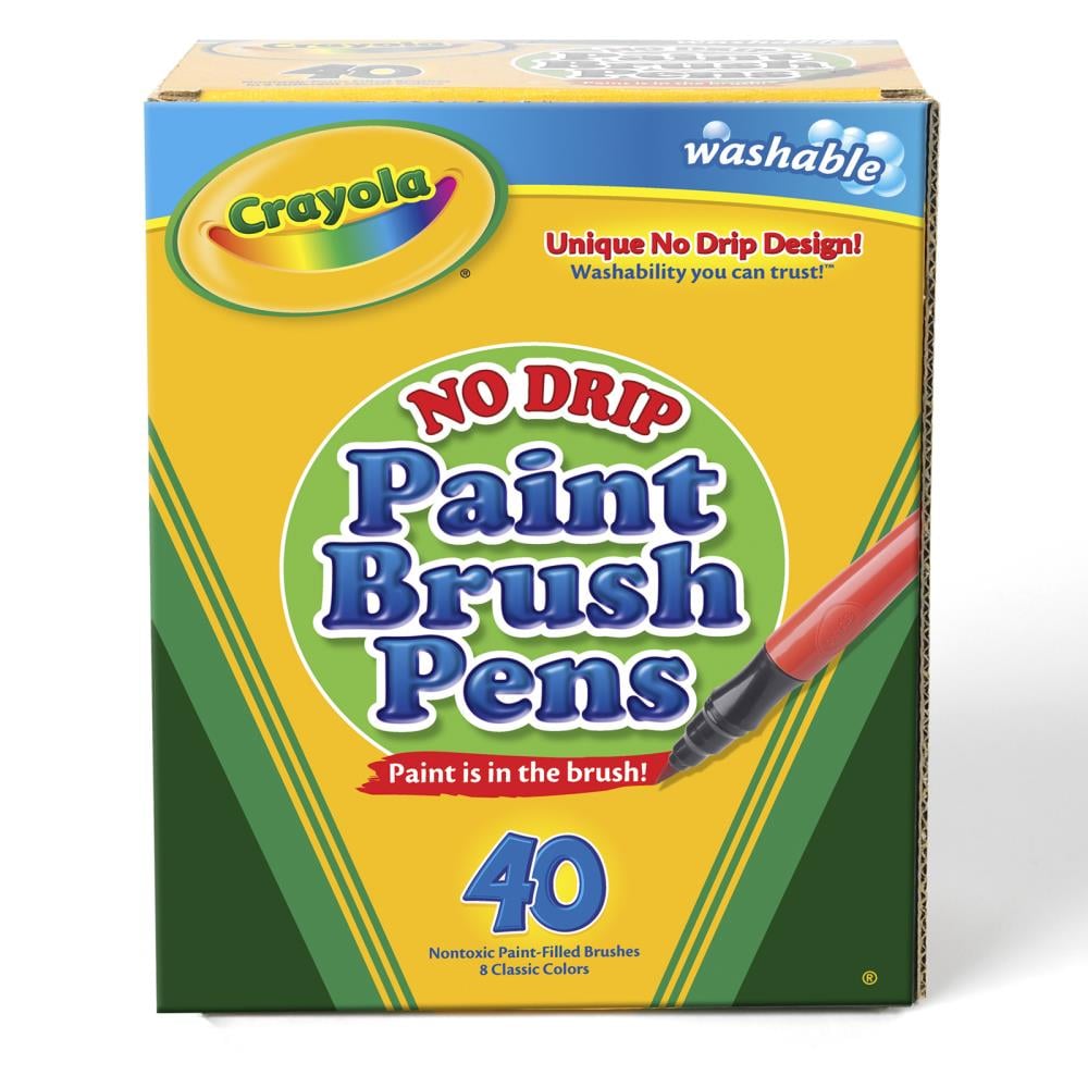  Crayola No-Drip Non-Toxic Paint Brush Pen Set,  Assorted Color, Set Of 40 : Learning: Supplies