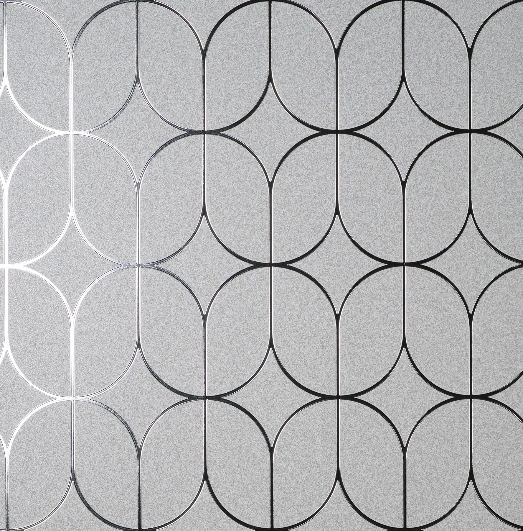 Fine Decor FD42803 Medley 57.5-Sq. Feet Silver Paper Geometric Unpasted Wallpaper
