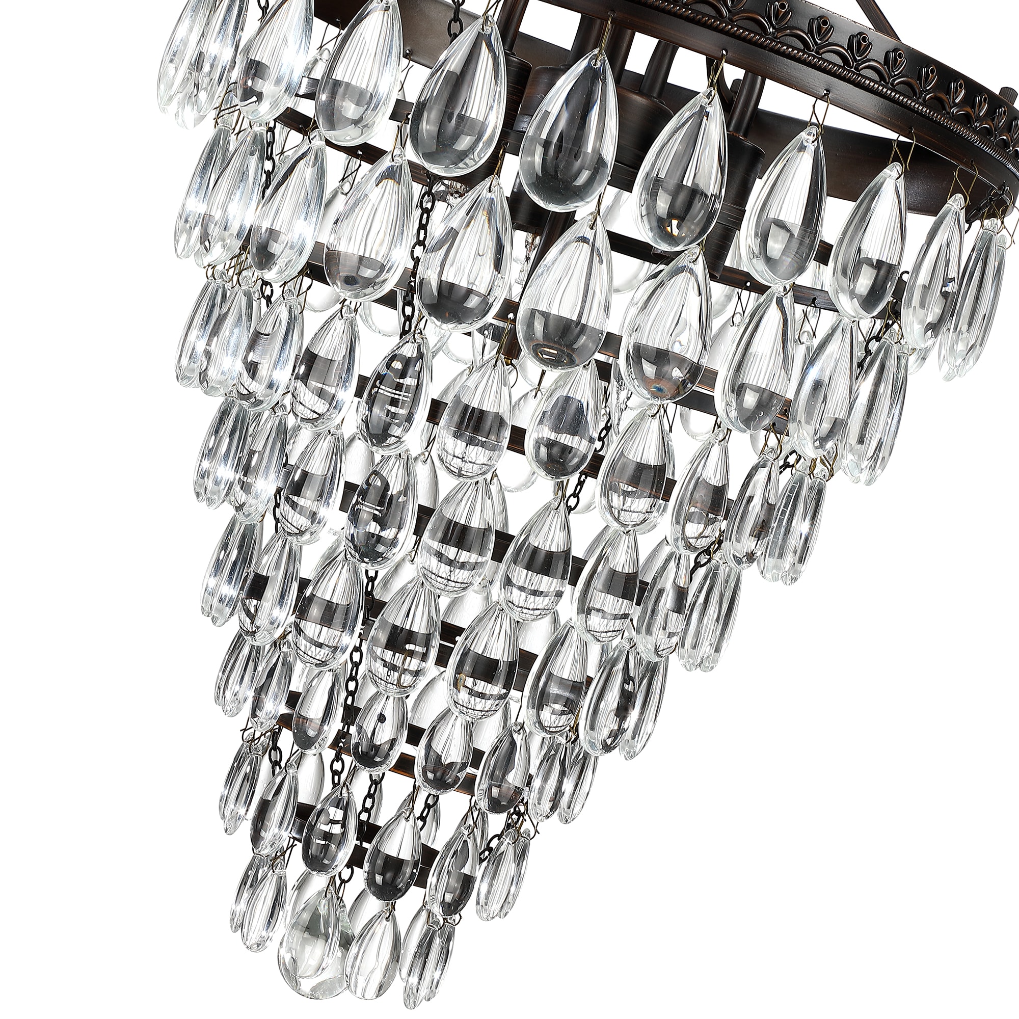 Black Crystal Tiered Pendant Chandelier with Glass Accents