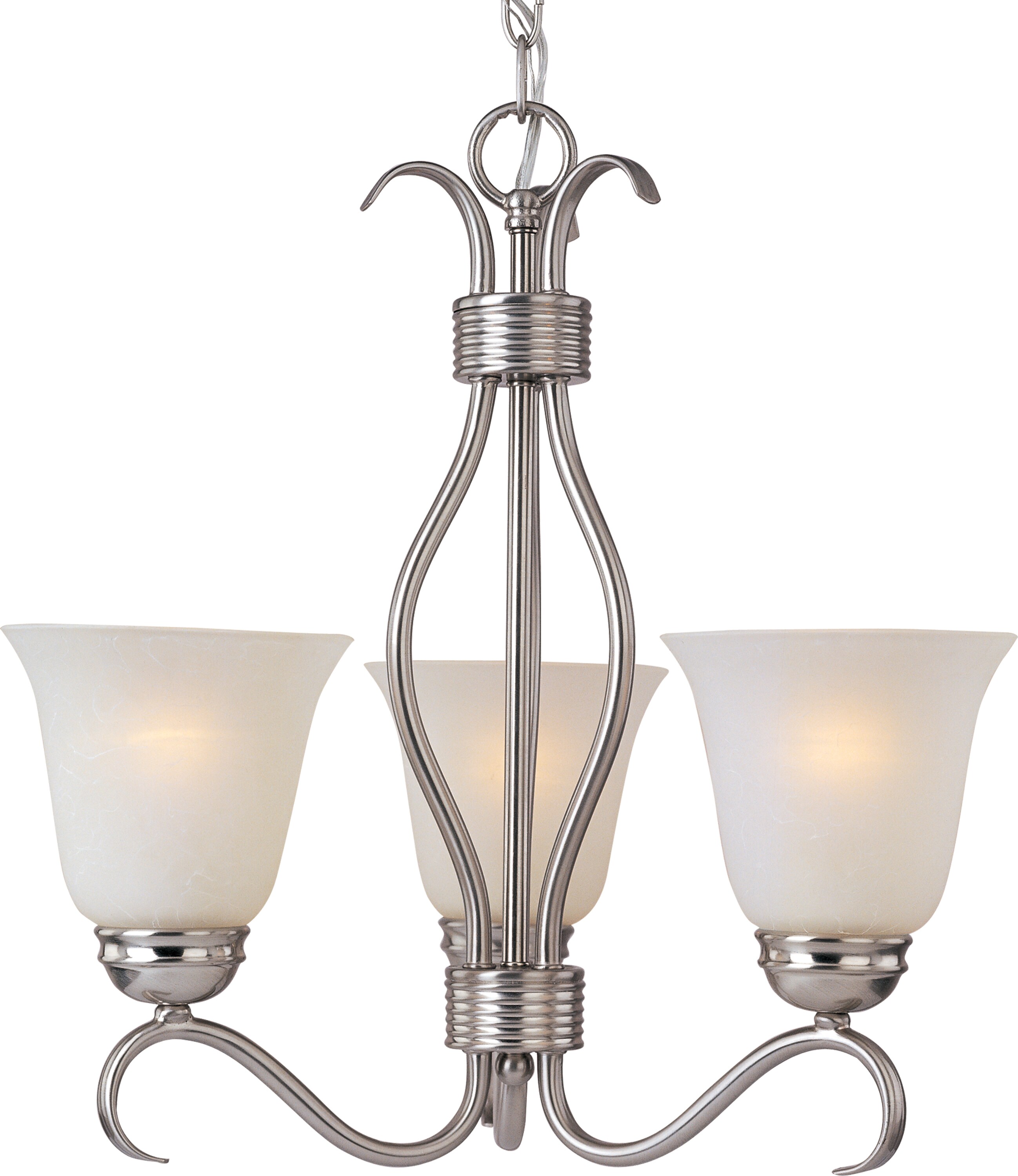 Maxim Lighting 10123ICSN Basix 3 -Light Satin Nickel Transitional For Use in Bathrooms, Bedrooms, Dining Rooms, Foyers, Kitchens, Living Rooms Chandelier