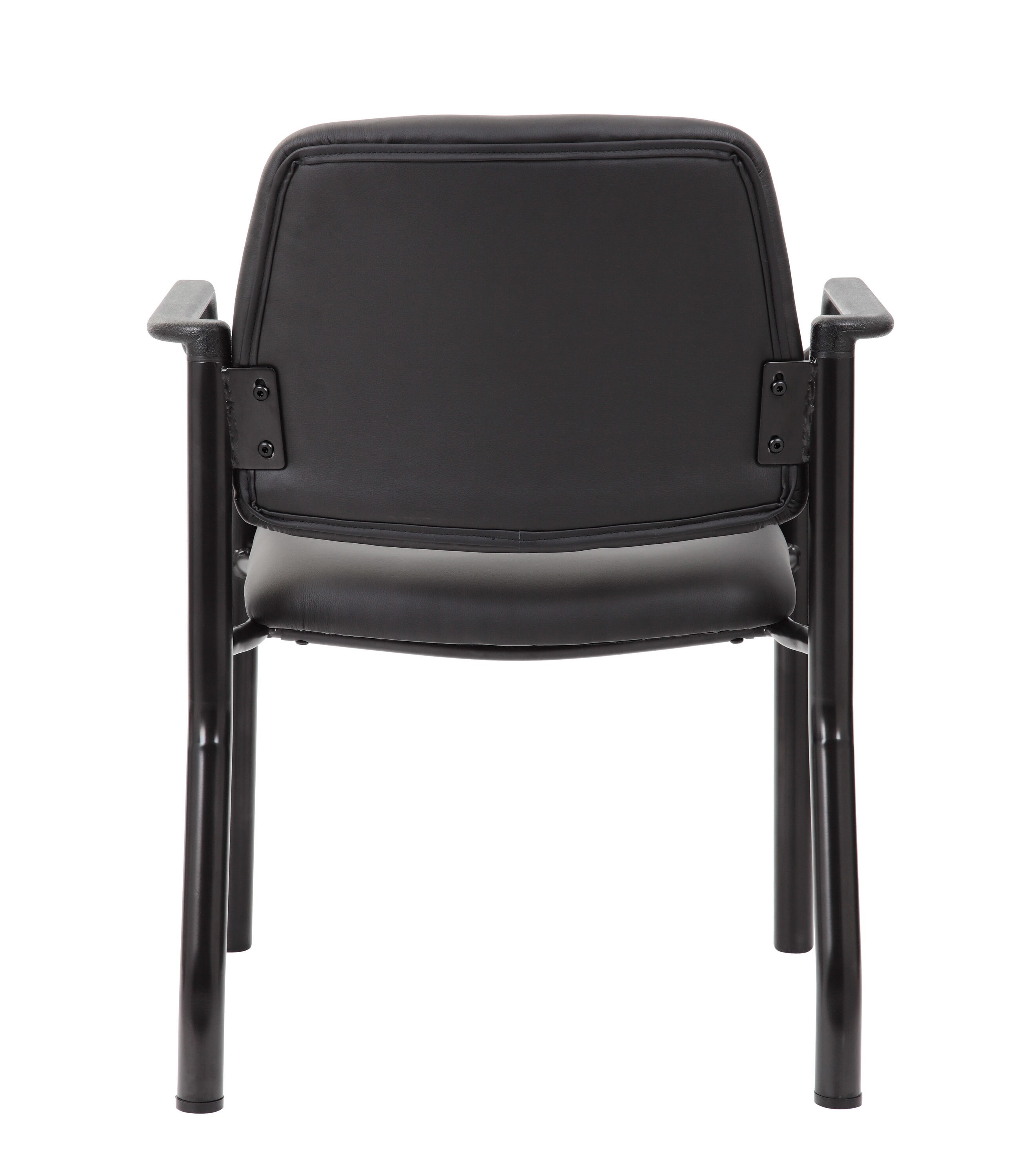 Black Mesh and Vinyl Mid-Back Guest Chair with Metal Frame