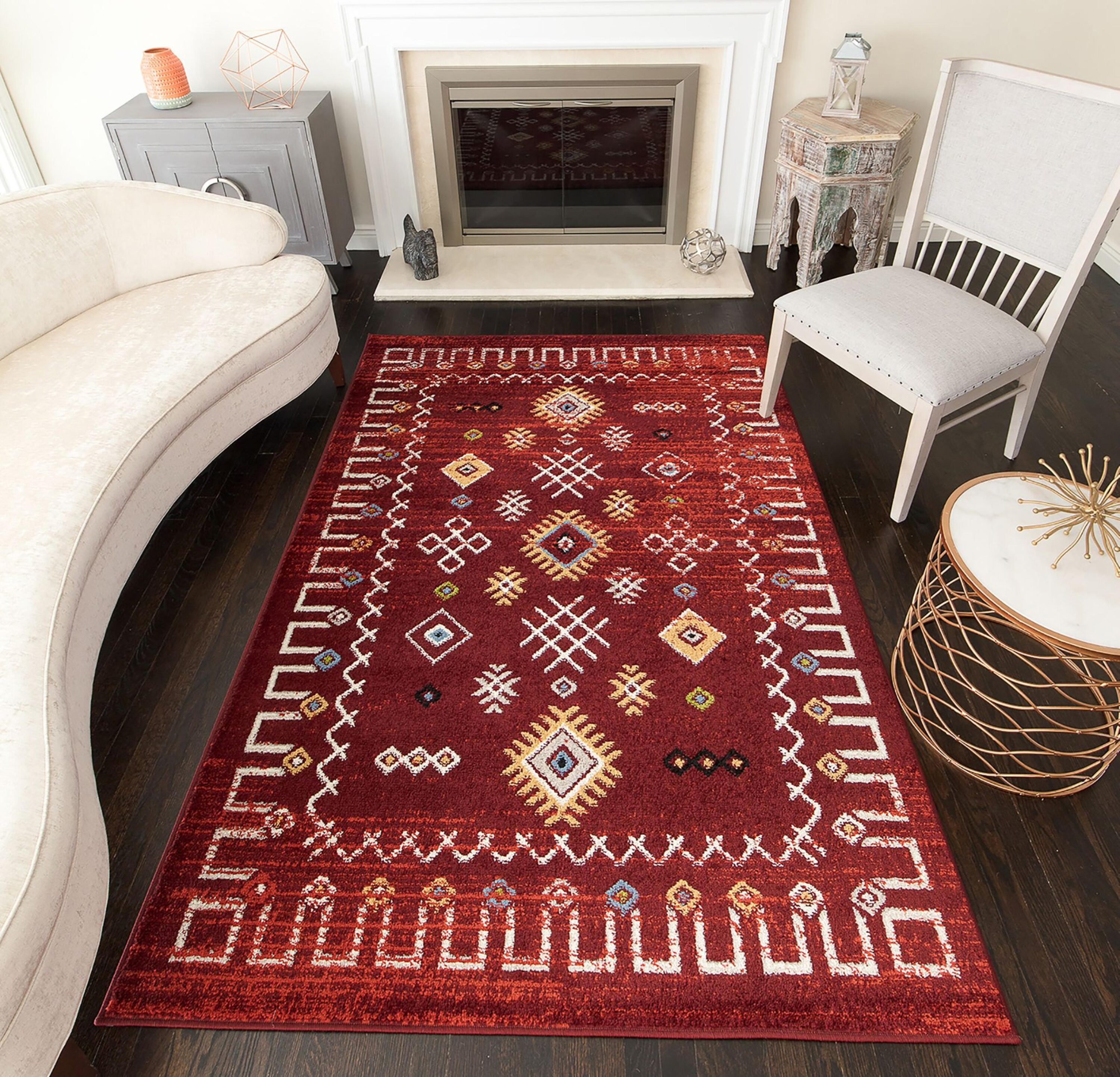 Rugs America 27357 Khloe 5 x 7 (ft) Loomed Polypropylene Gabbeh Rust Rectangular Indoor Tribal Moroccan Area rug