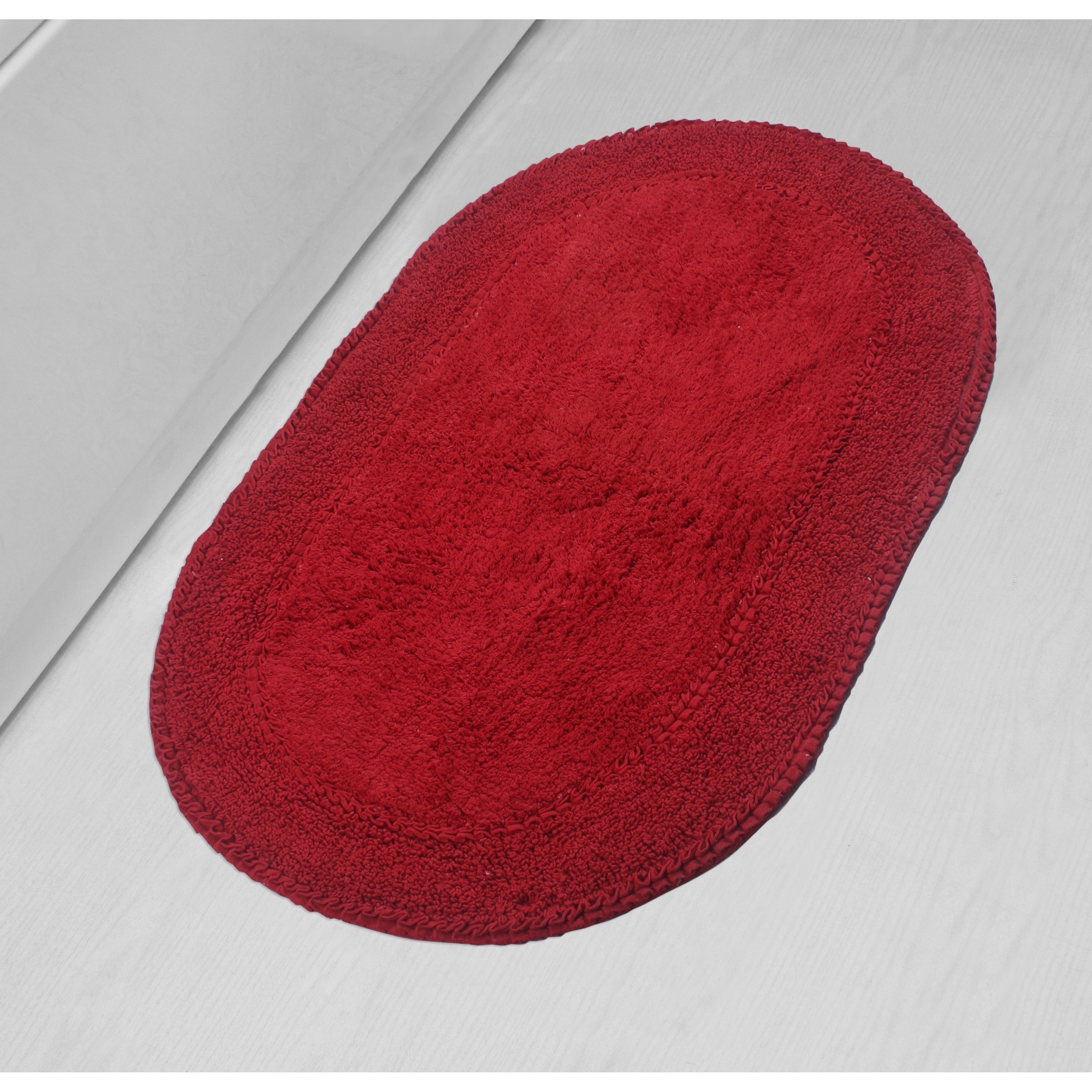 Home Weavers BDR2440RE Double Ruffle 24-Inches x 40-Inches Red Cotton Bath rug