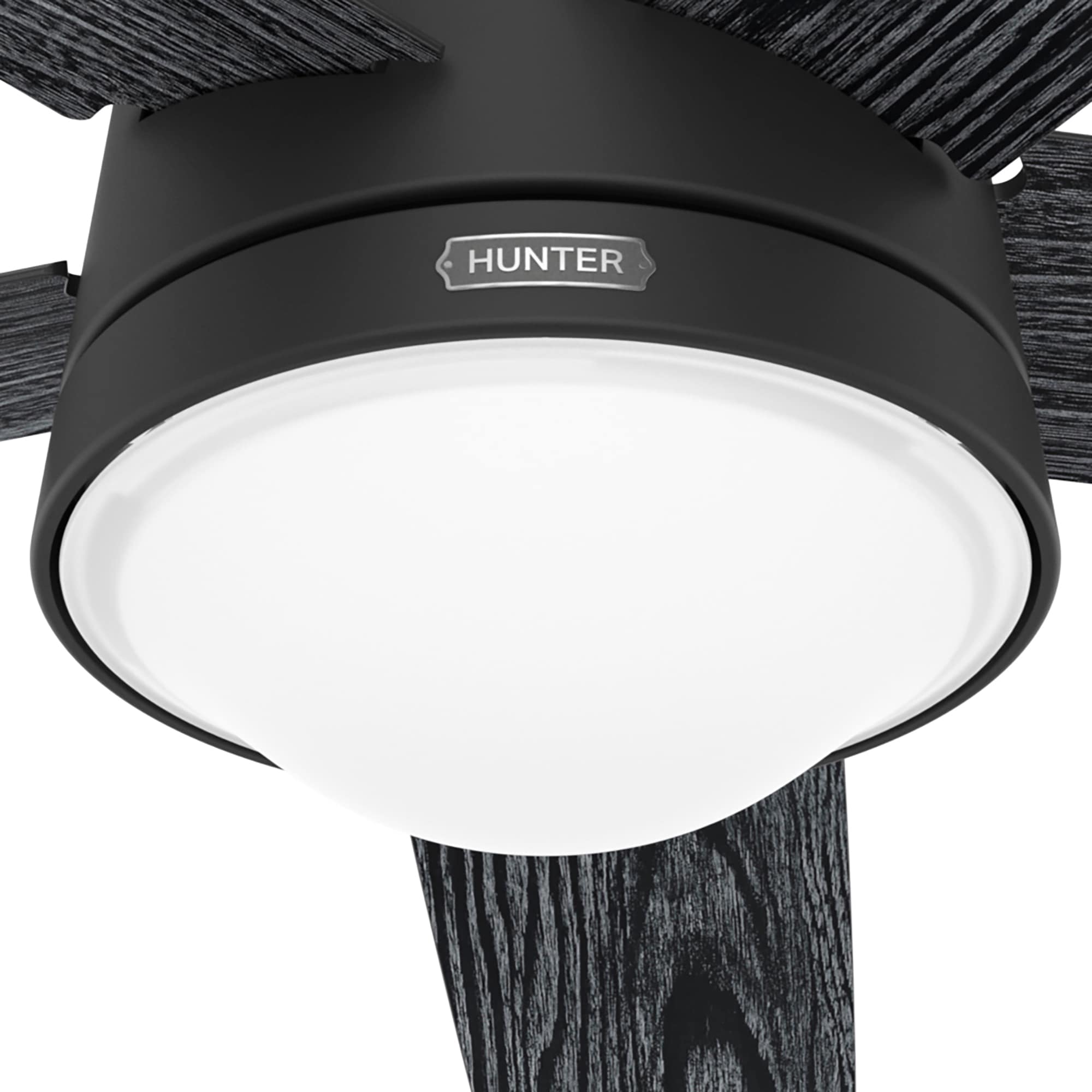 Hunter Lykke 52-in Matte Black with Salted Black Blades LED