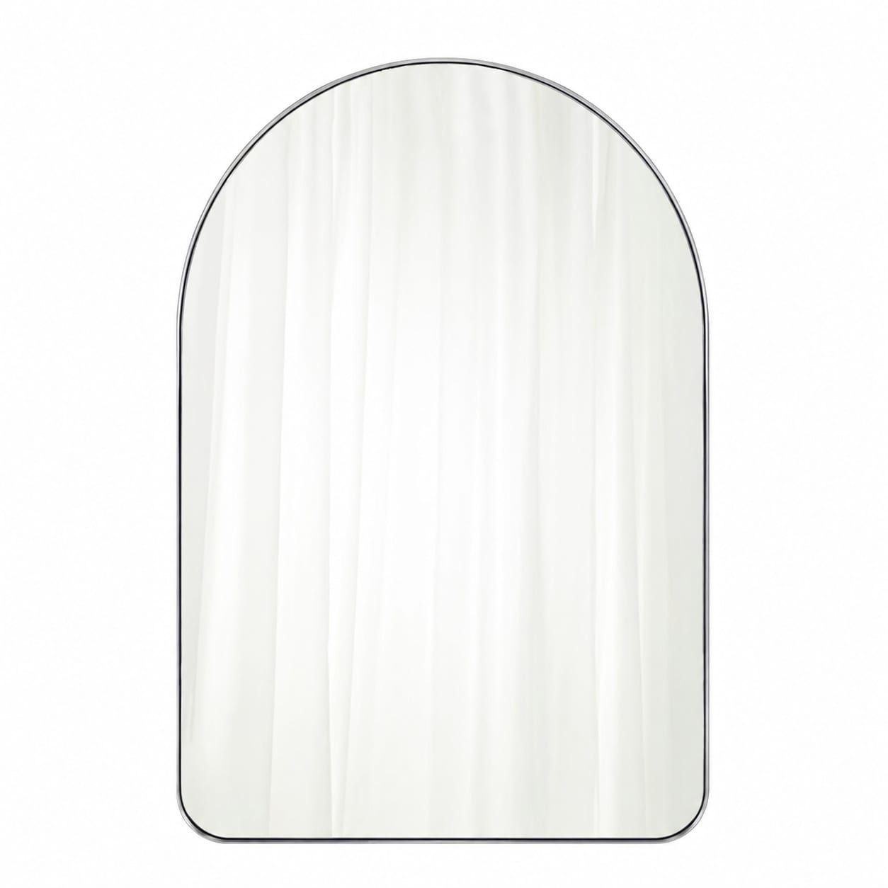 Aoibox  Brushed Nickel Arched Bathroom Mirror 24 x 36 in Wall Mounted Metal Frame Vanity Mirror