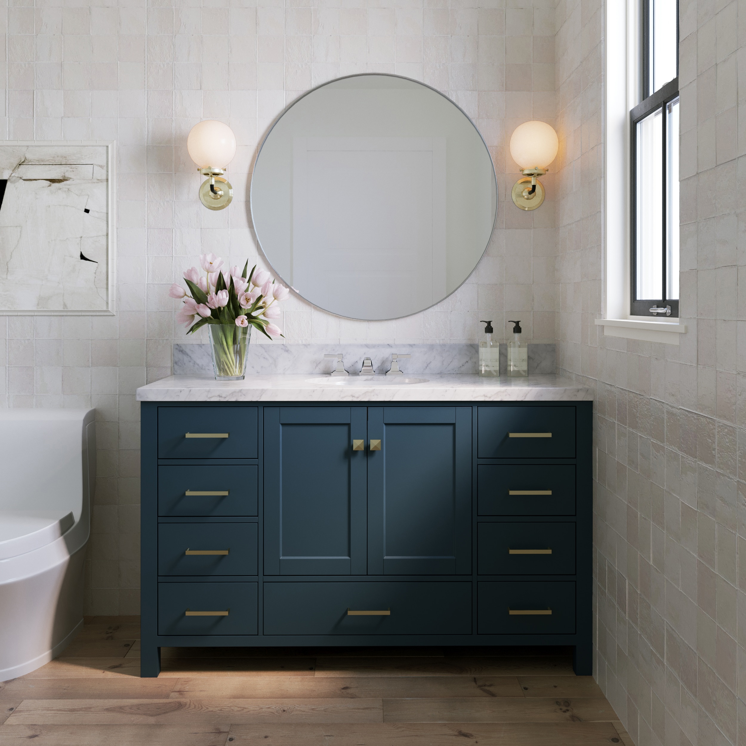 ARIEL Cambridge 55-in Midnight Blue Undermount Single Sink Bathroom ...