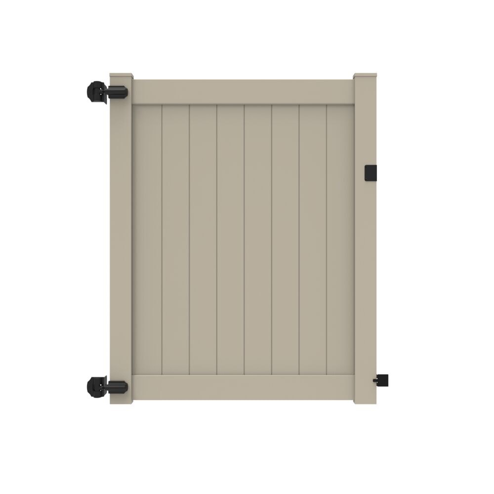 Freedom 73053810 Bolton 6-ft H x 5-ft W Clay Privacy Vinyl Flat-top Fence gate kit (Unassembled)