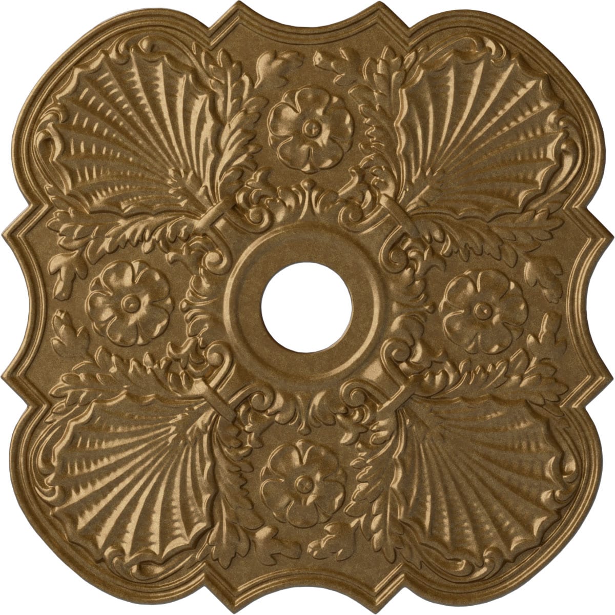 Ekena Millwork CM29FWPAS Flower 29-in W x 29-in L Painted Pale Gold Polyurethane Whole Ceiling Medallion