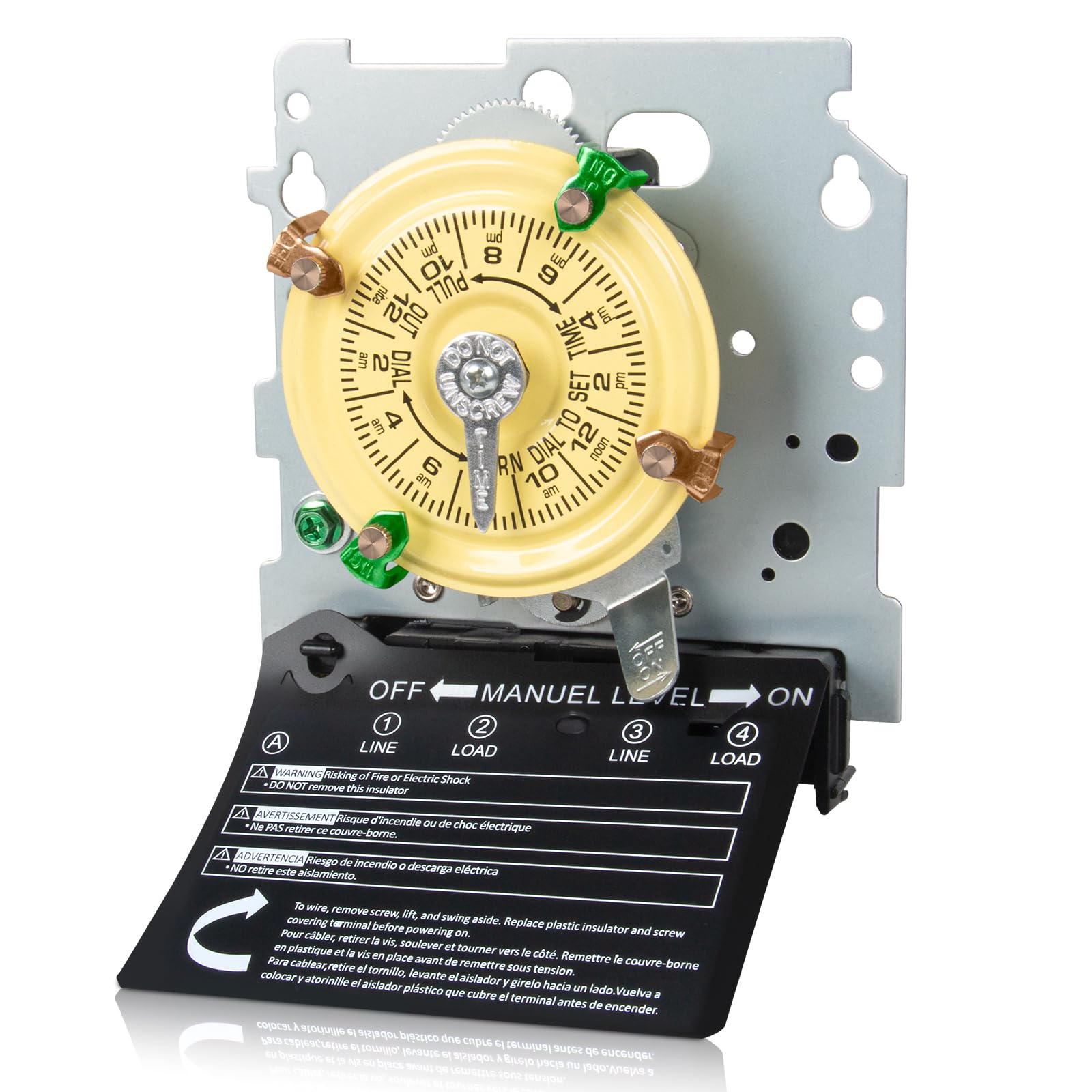 Lukvuzo  T104M Mechanical Timer Switch 208-277V DPST 40A 5HP 24 Hour 12 On Off Cycles Heavy Duty Lighting Timer Accessory