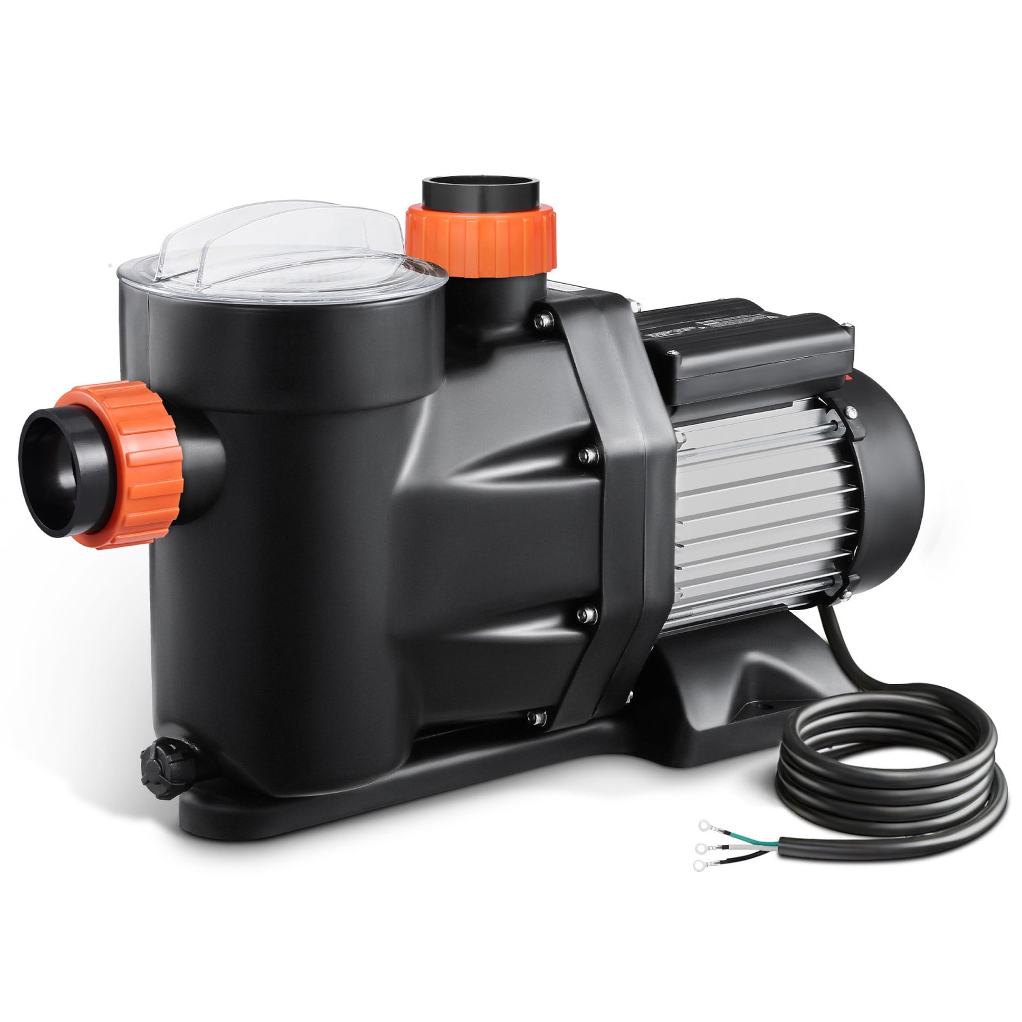 Angel Sar 23.2in 2HP Single Speed PP Shell Black Above Ground Pool Pump 20V 3450 RPM 61 ft Max Head Lift with PP Shell Strainer Basket