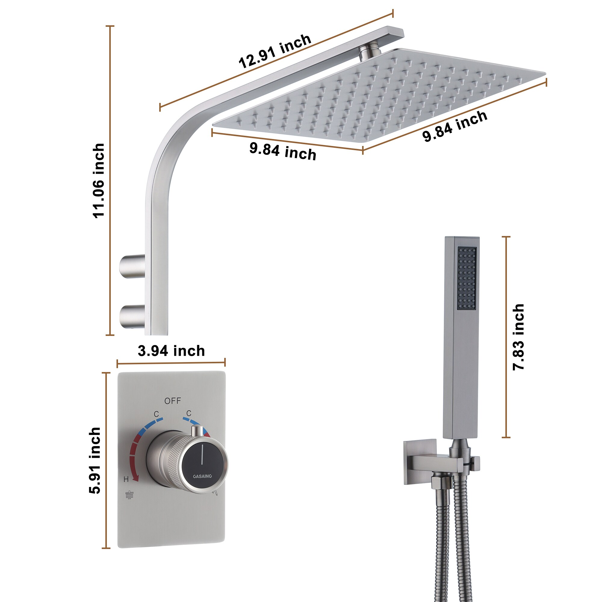 Clihome SMD-BS02BG Showerhead-Bar-Panels - View #5