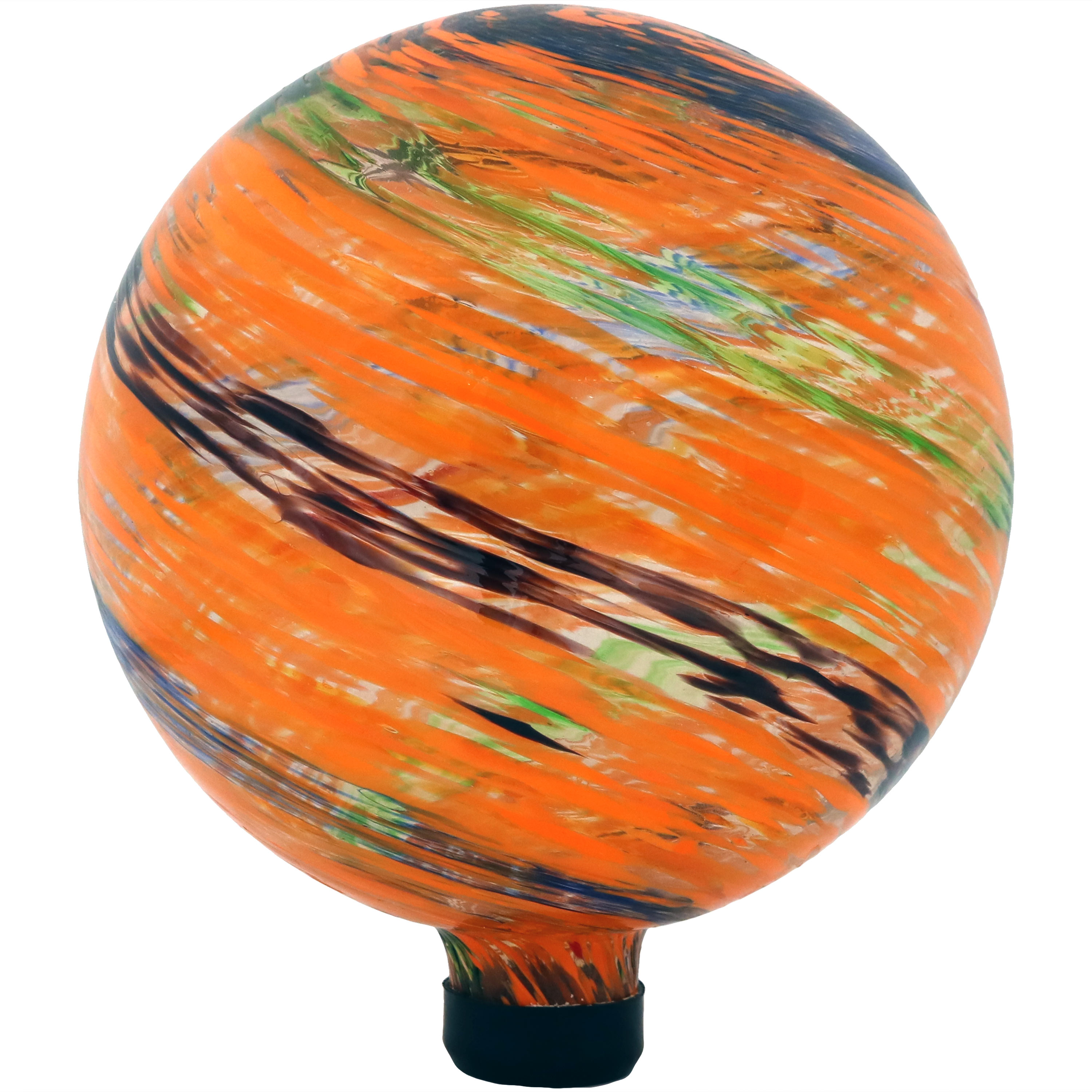 Sunnydaze Decor ZIB-502 10-Inches Diameter Orange Blown glass Gazing ball
