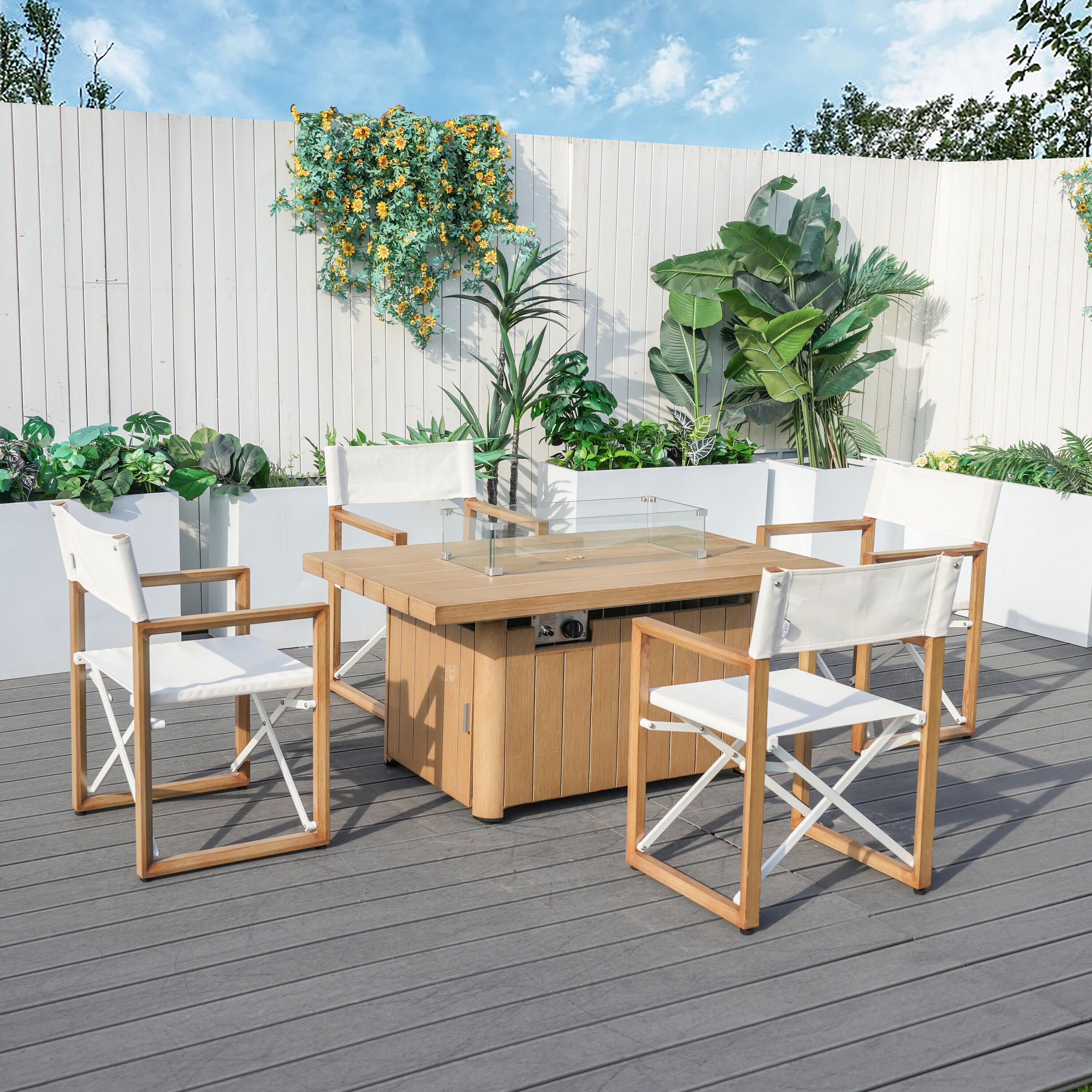 Direct Wicker DWG-42508BR&2334TE 5 -Piece Patio Conversation Set with White