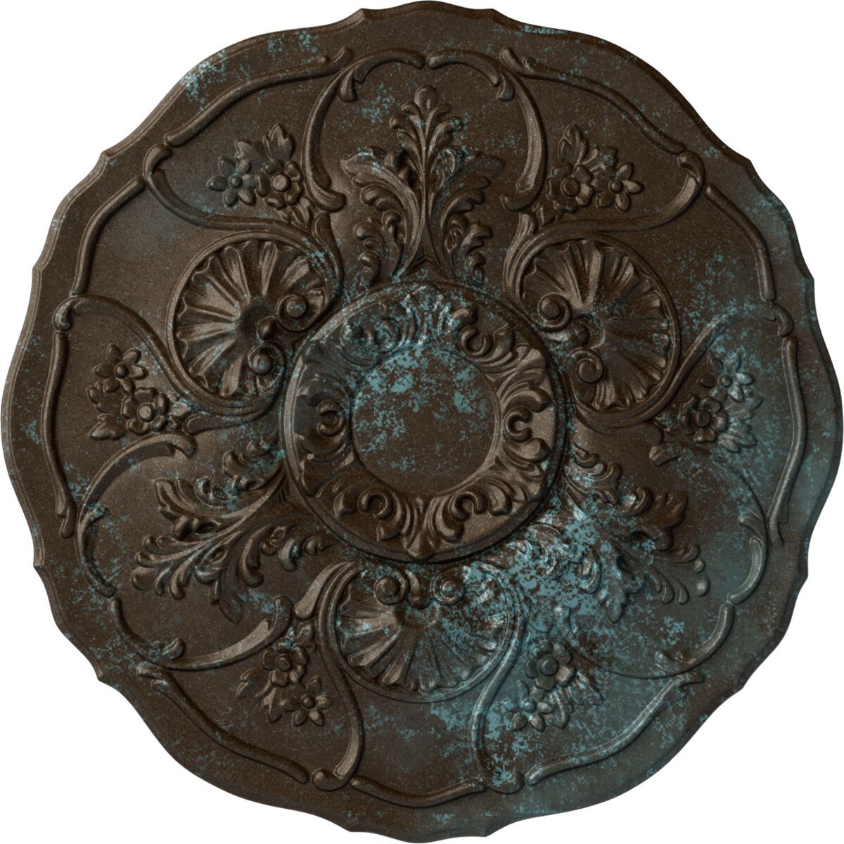 Ekena Millwork CM22CNBBS Cornelia 22.5-in W x 22.5-in L Painted Bronze Blue Patina Polyurethane Whole Ceiling Medallion