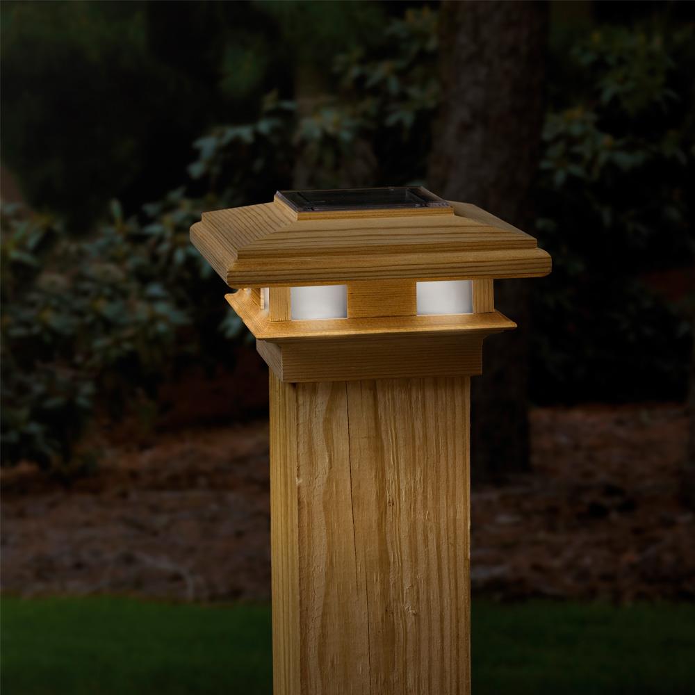 Deckorators 6-in x 6-in Solar LED Pine Deck Post Cap at Lowes.com