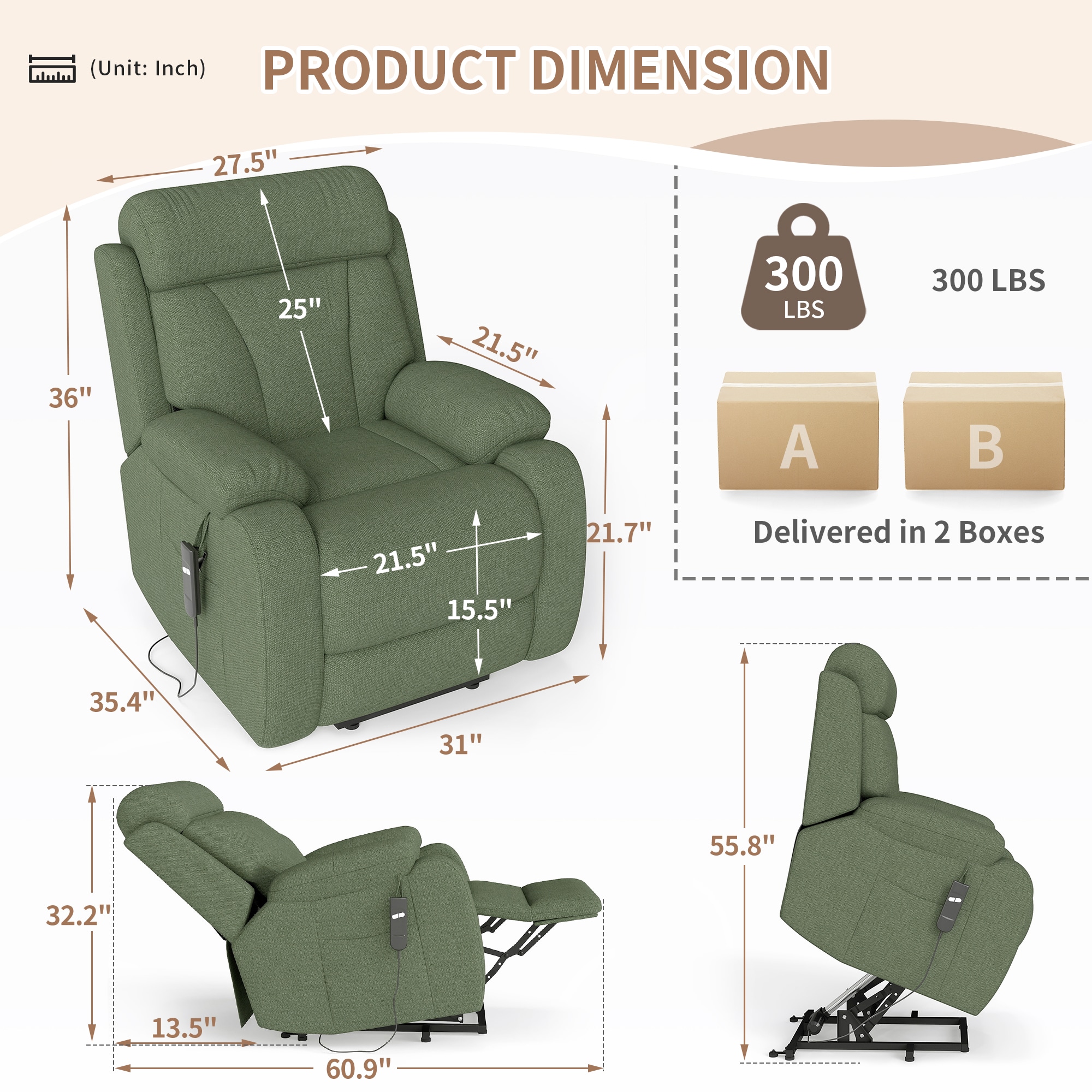 Homy Casa RE102801-GR recliners - View #3