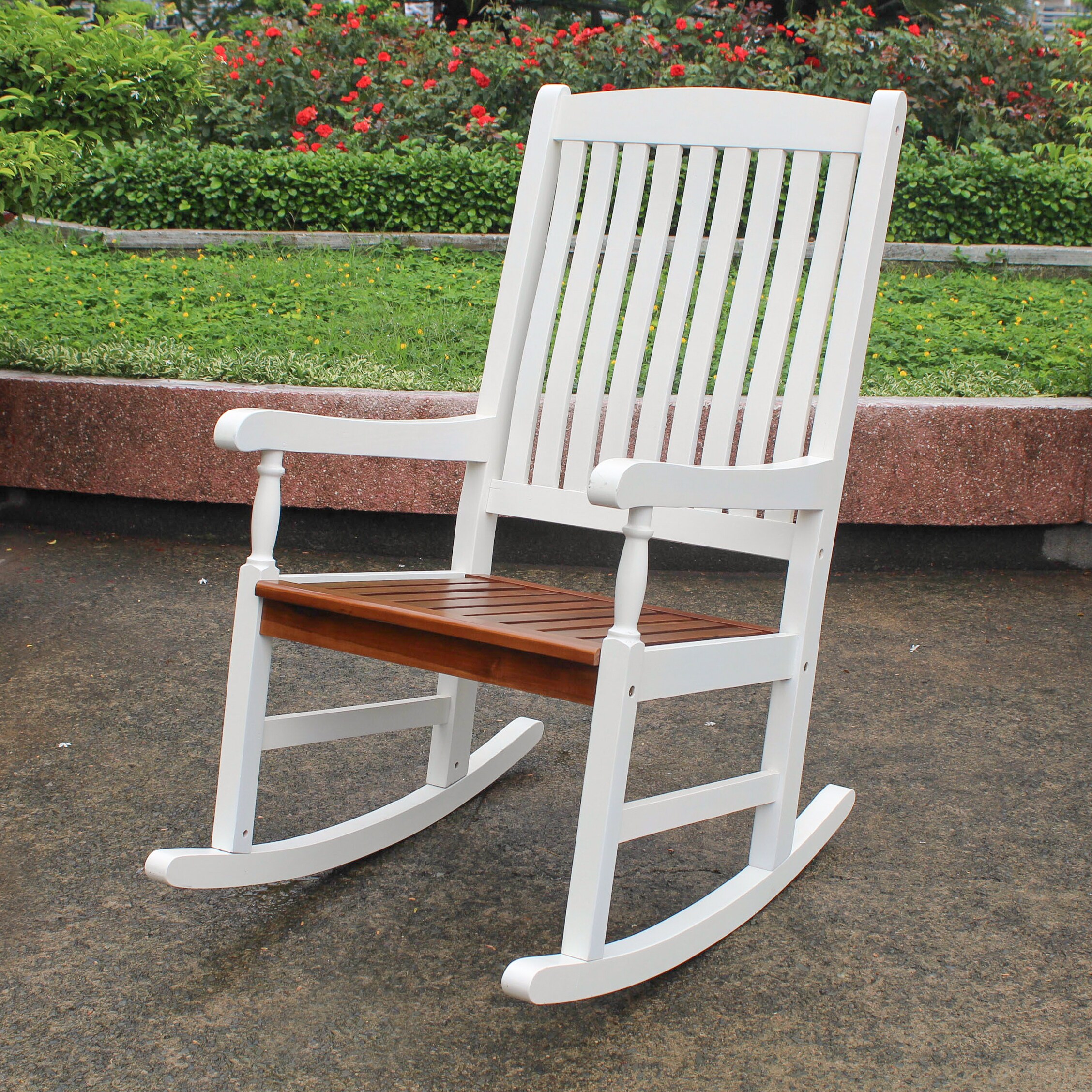 International Caravan Highland White Oak Wood Frame Rocking Chair