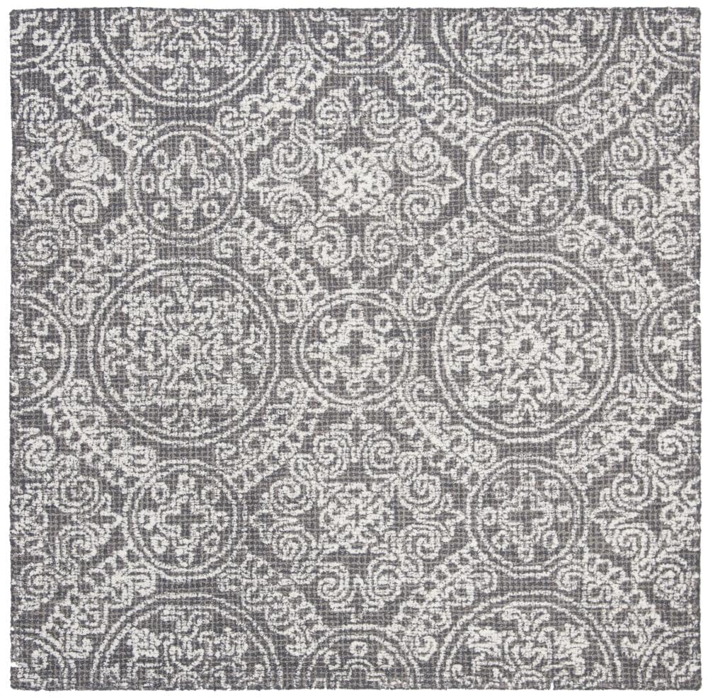 Harmonious Hues Hand-Tufted Wool Abstract 6' Square Rug in Grey